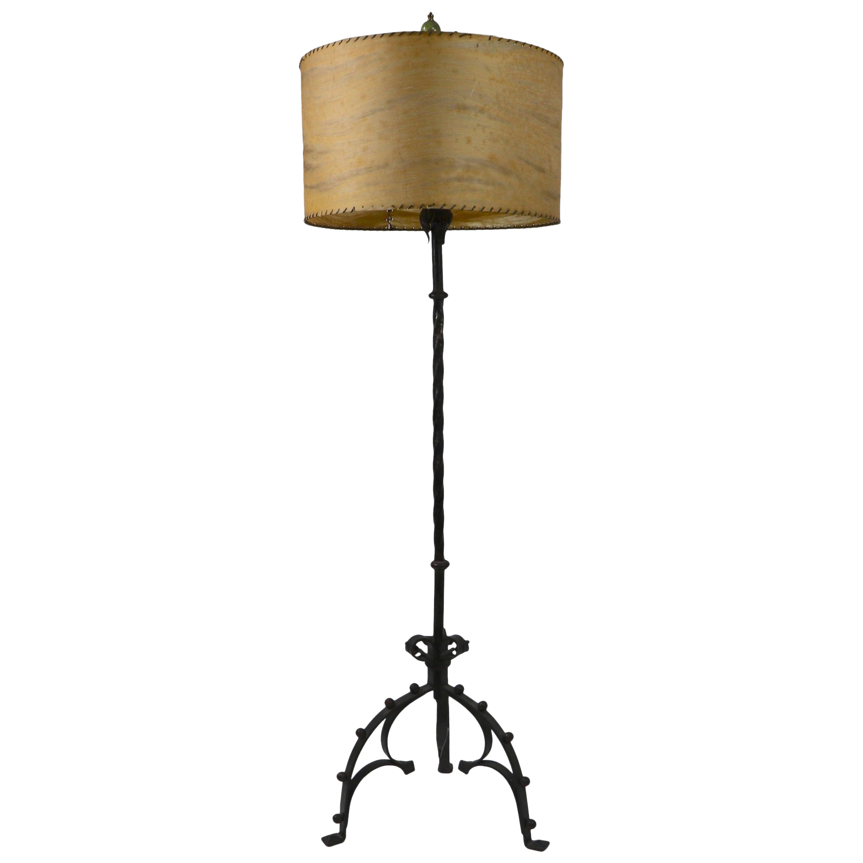 Gothic Revival Arts And Crafts Wrought Iron Floor Lamp Signed Lo