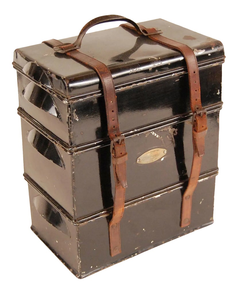 Vintage’ Dekkerd' Enamel Picnic Box With Stove and Tea Kettle Chairish