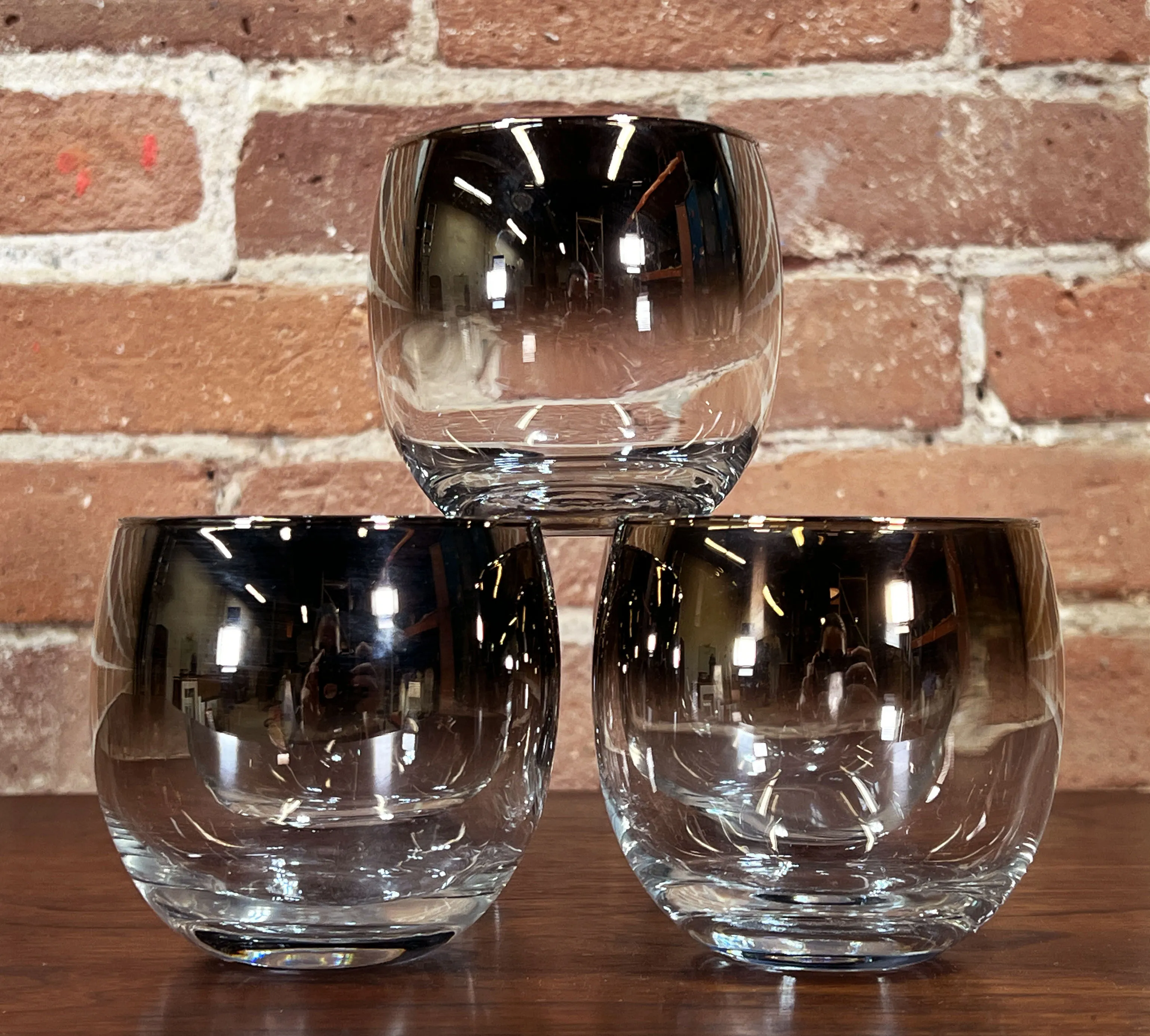 Mid Century Modern Dorothy Thorpe Silver Ombre Cocktail / Whiskey Glasses - Set of 5