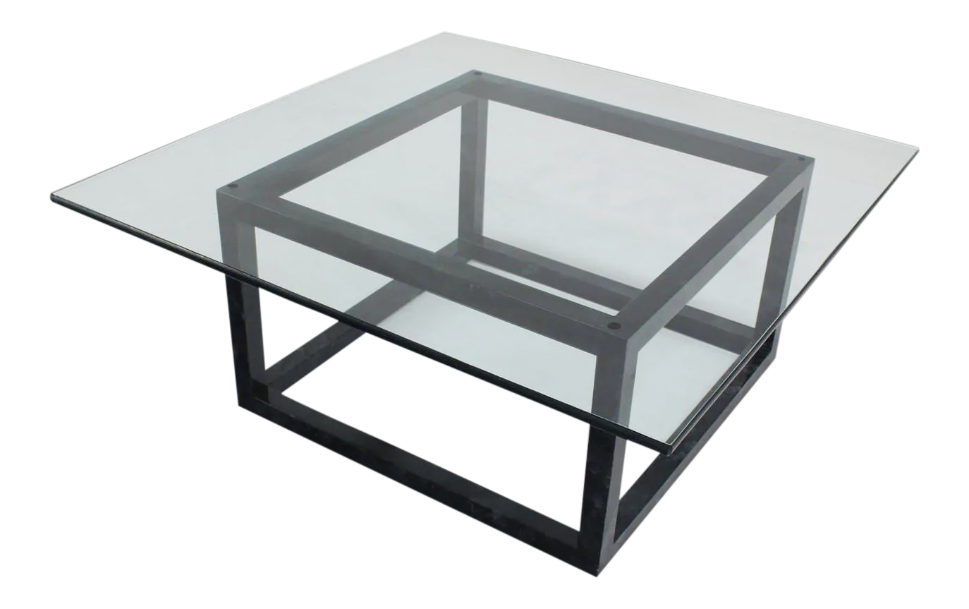 Mid Century Modern Thick Glass Top Table Chairish