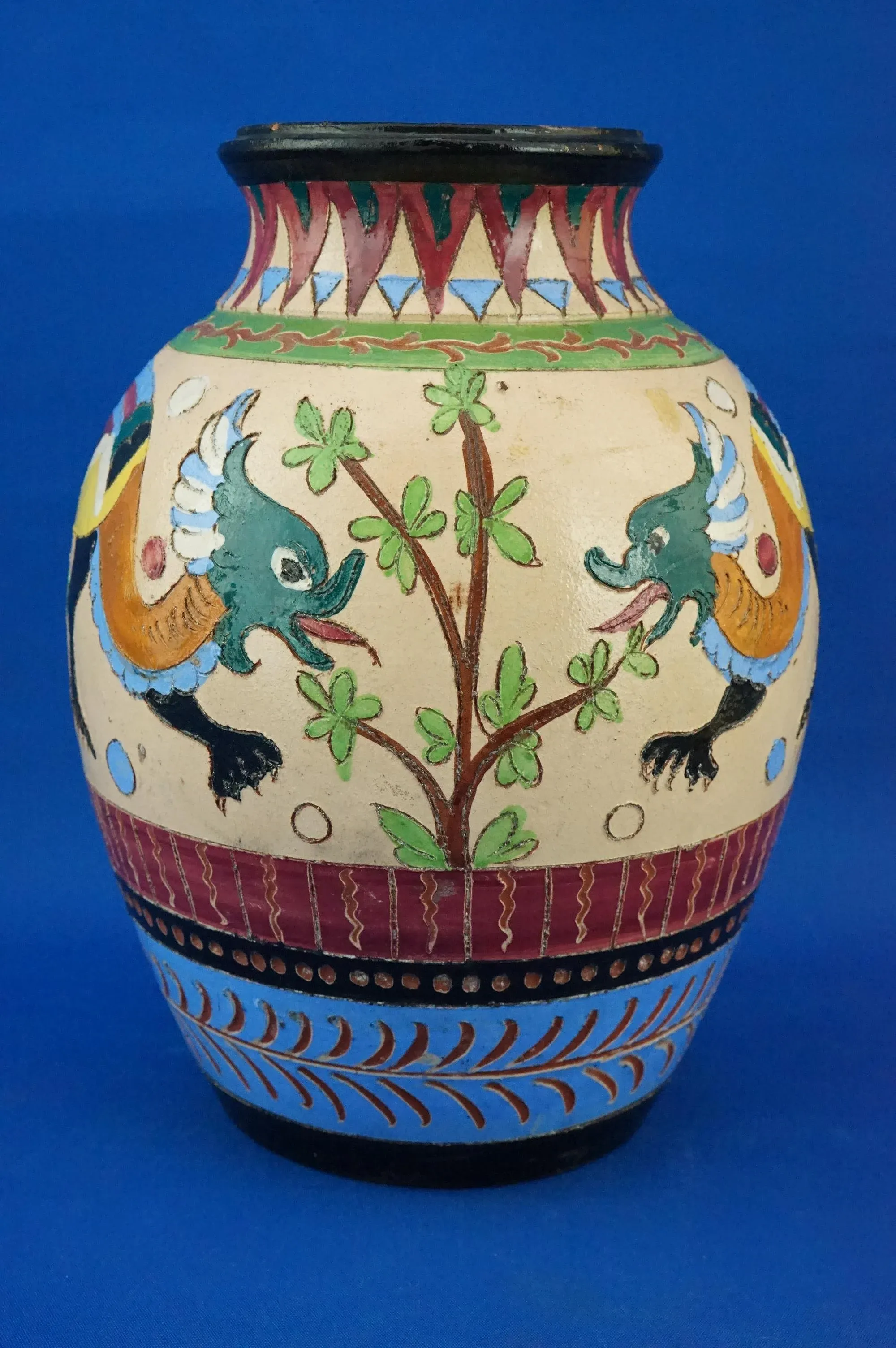Vintage Ceramic Vase with Dragons from Dante Milanis Factory, 1940s