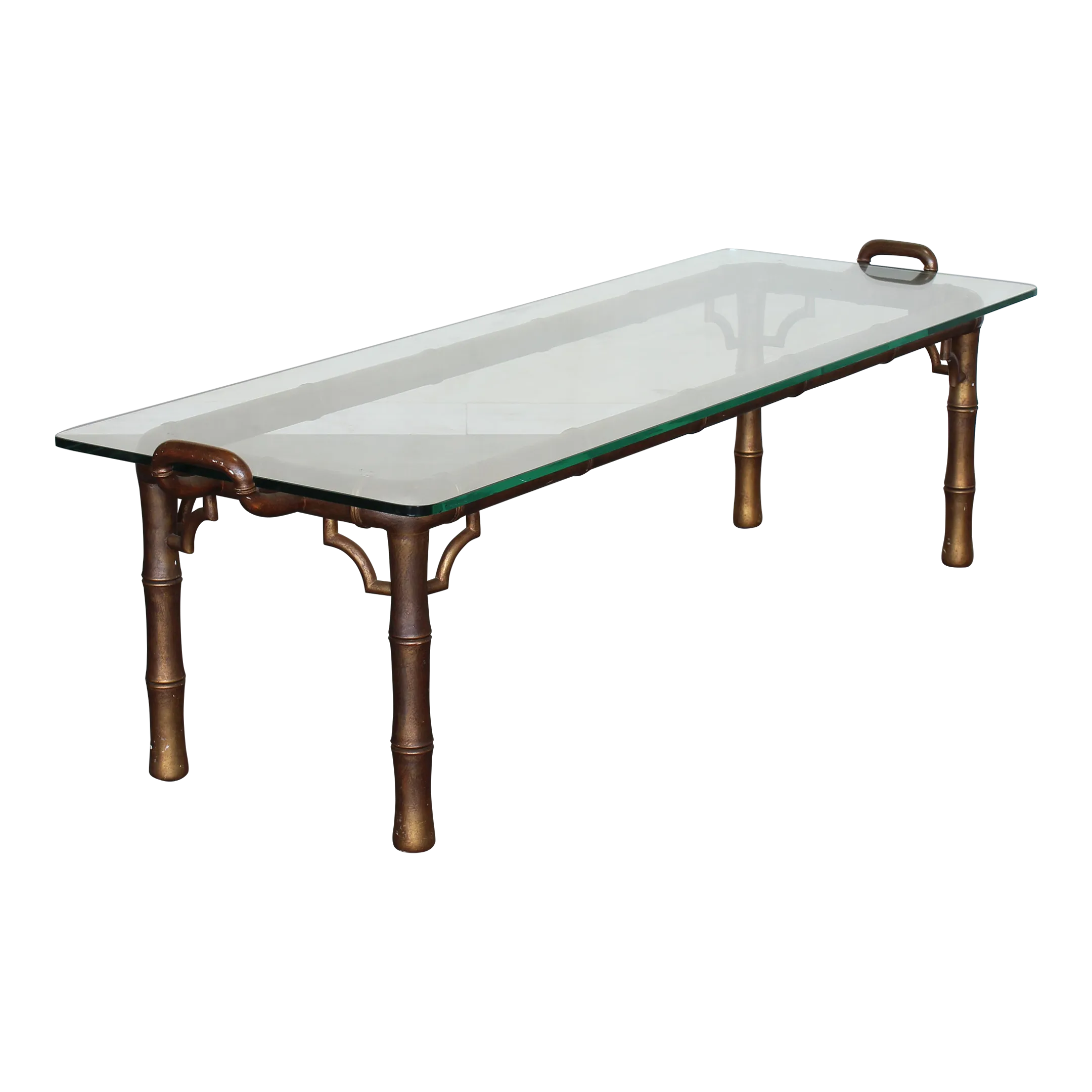 Vintage Faux Bamboo Coffee Table With Glass Top Chairish