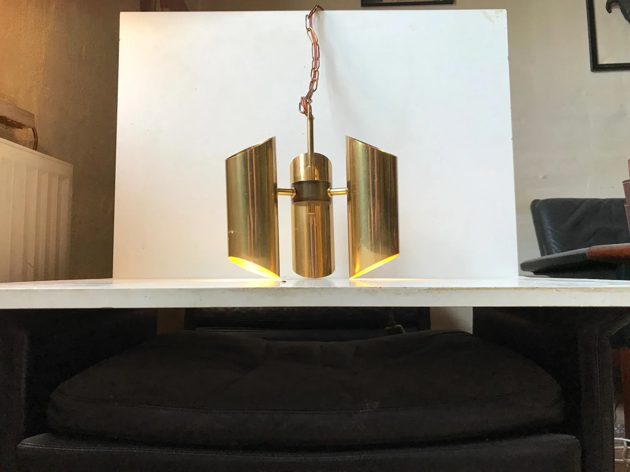 Mid-Century Italian Chandelier in Brass Attributed to Stilnovo, 1960s