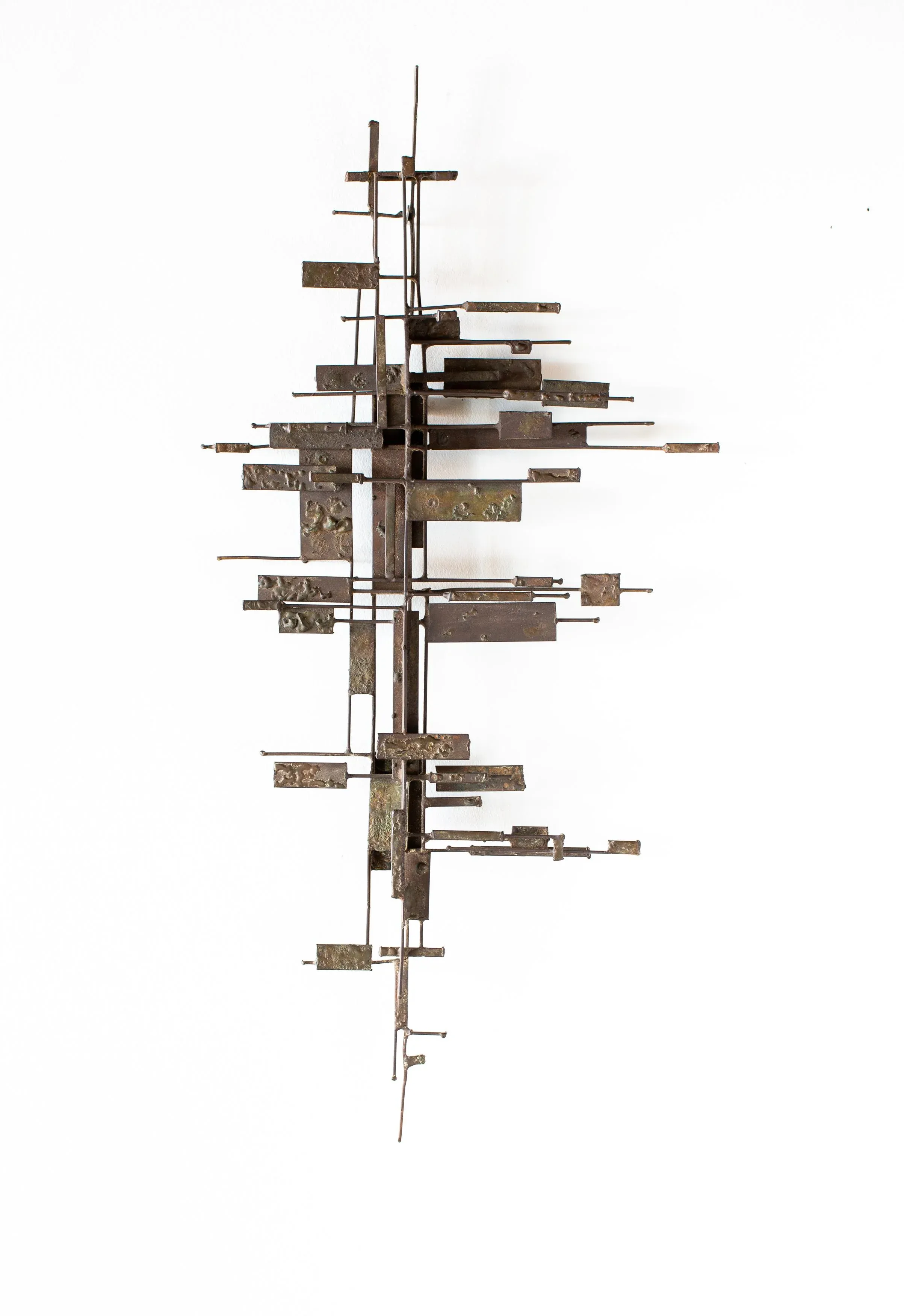 Jack Boyd Hand Forged Steel and Bronze Textured Wall Sculpture, Late 1960s