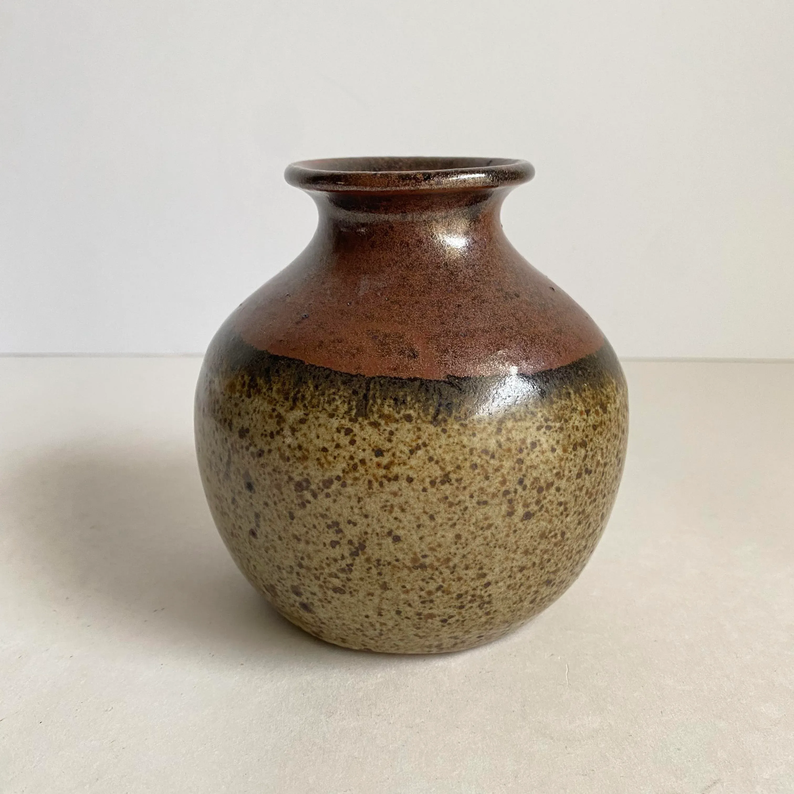 1960s Vintage Folk Art Pottery ウベダ IDEE Vintage 1970s Studio Pottery Stonewear Petite Vase Weed Pot