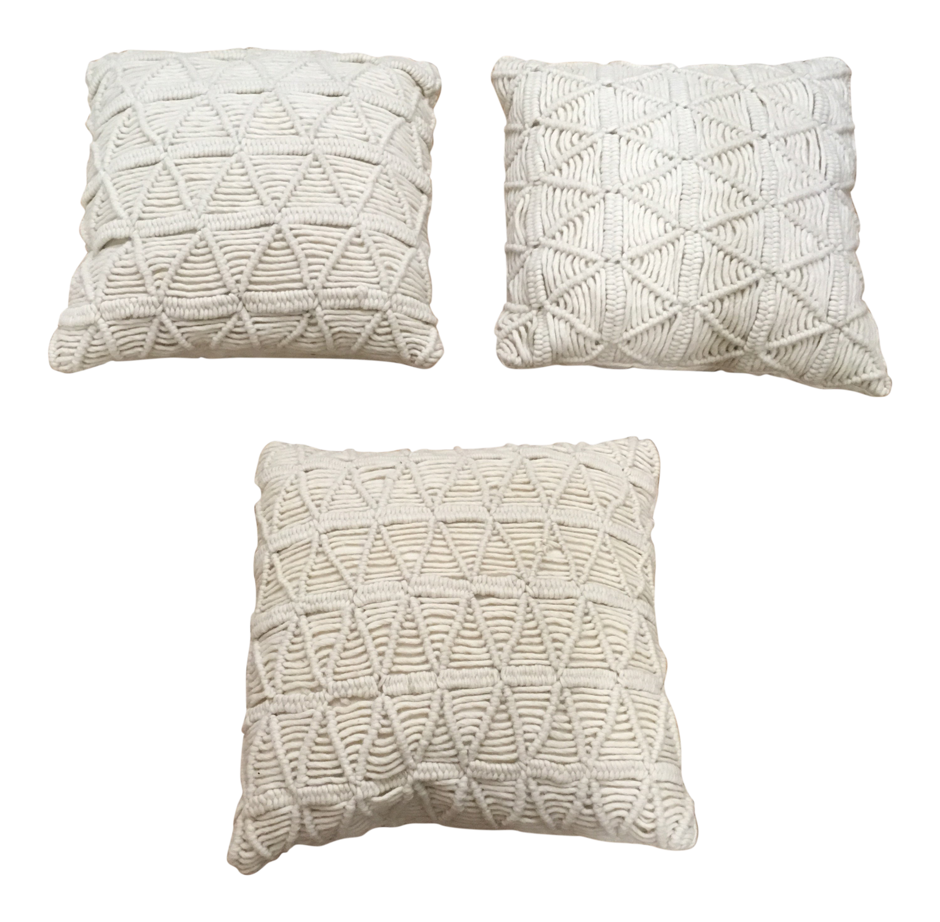 Pillows Wool Macrame Pillows Set Of 3 Chairish