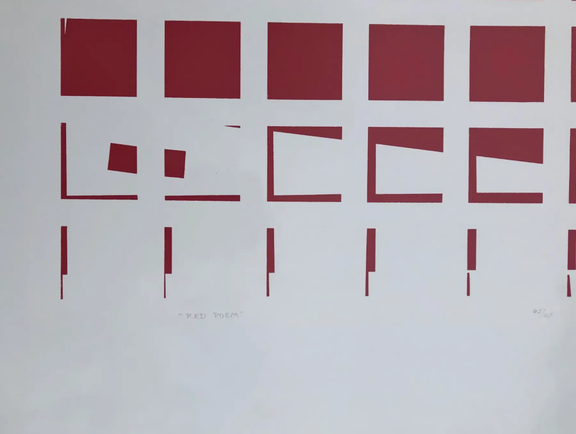 1976 John Henry Red Poem Serigraph