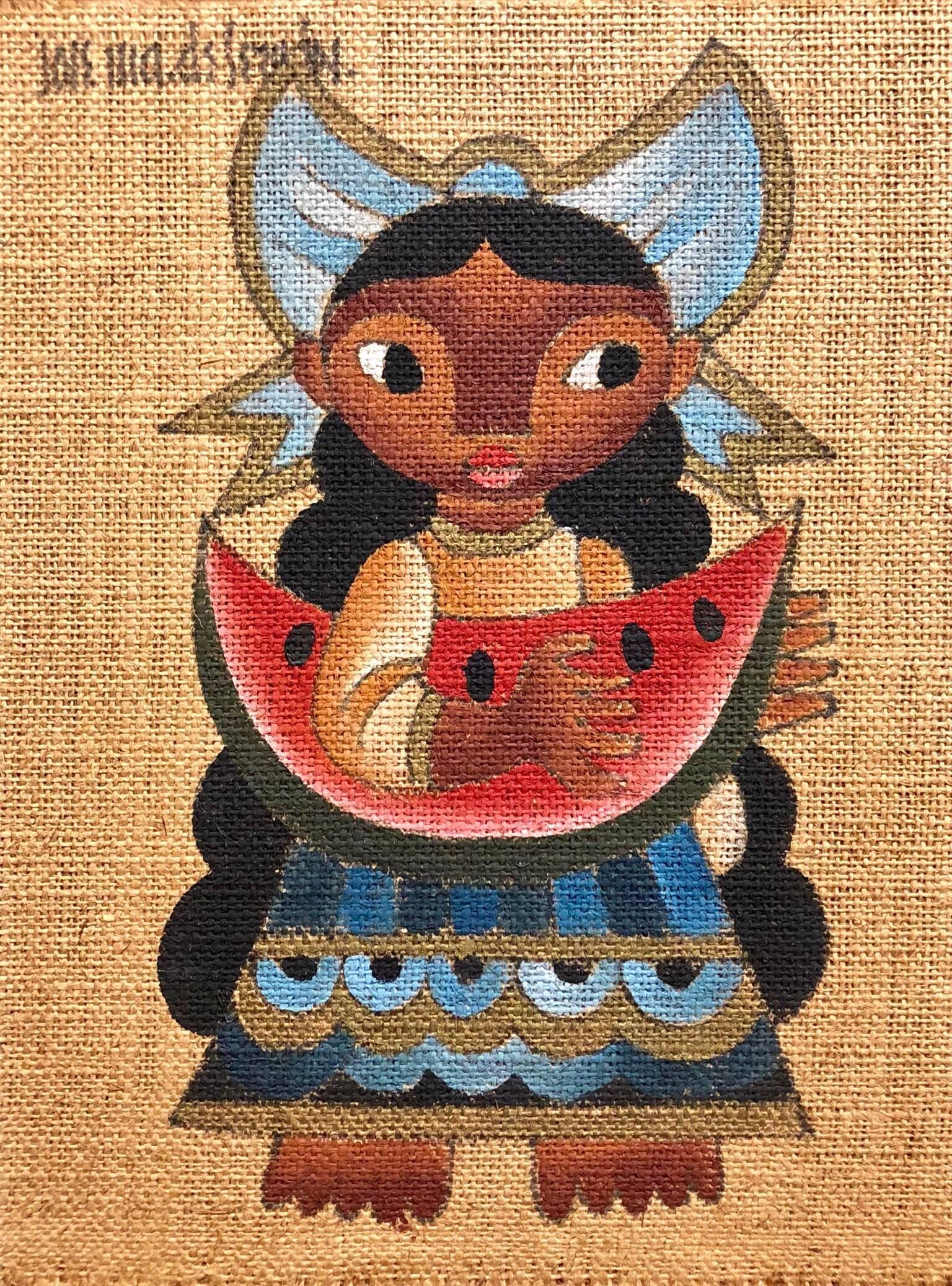 Mid 20th Century Jose Maria de Servin, Folk Art Mexican Girl
