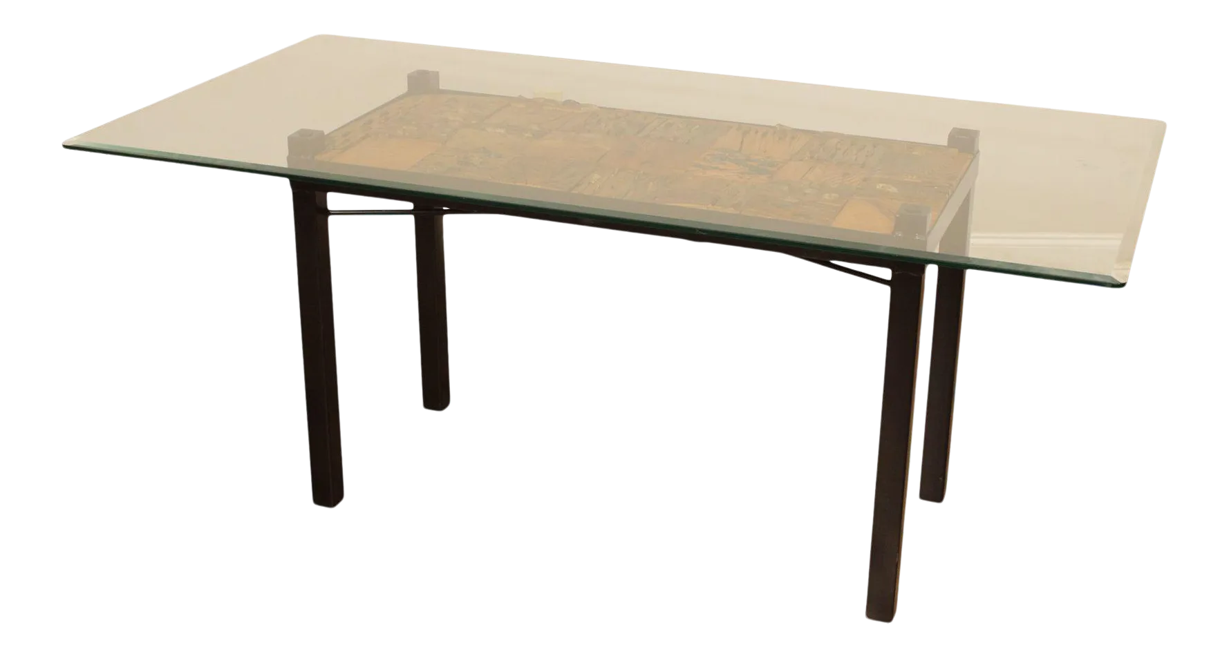 Artisan Modular Driftwood, Iron Base, Glass Top Dining Table Chairish