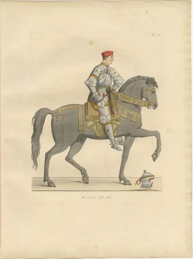Italian Renaissance Figures of Pages, Cavalier, and Cardinal in Costume, 1845, Paper, Set of 3