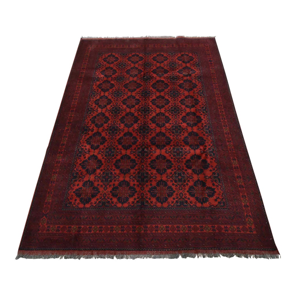Turkmen Rug 6'8” X 9'9” Red Wool Tribal Hand-Knotted Oriental