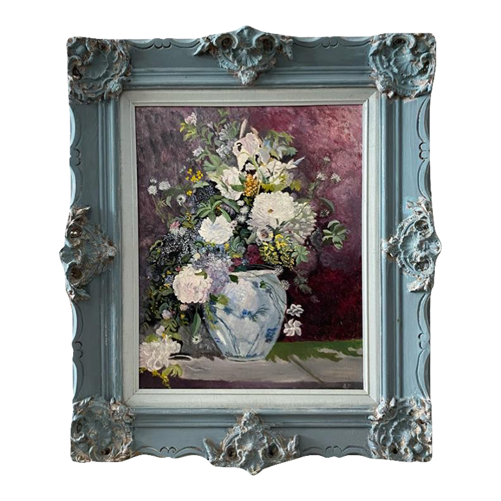 1970s Original Vintage Framed Floral Oil Painting Chairish