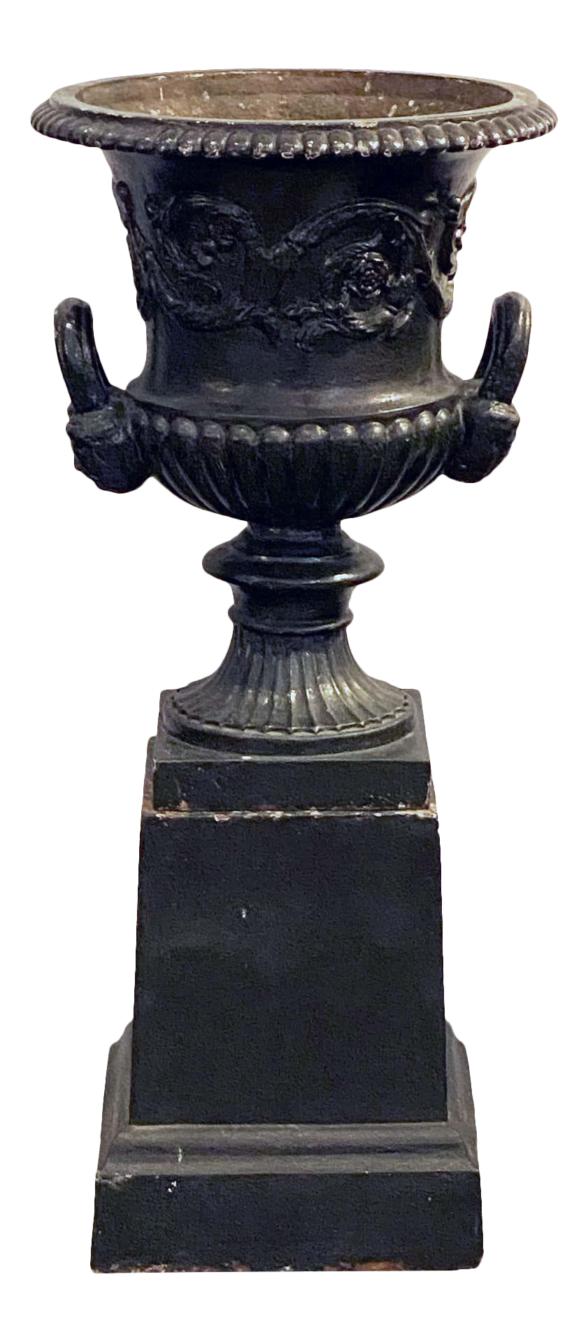 English Cast Iron Urns on Plinths From the Regency Era Chairish