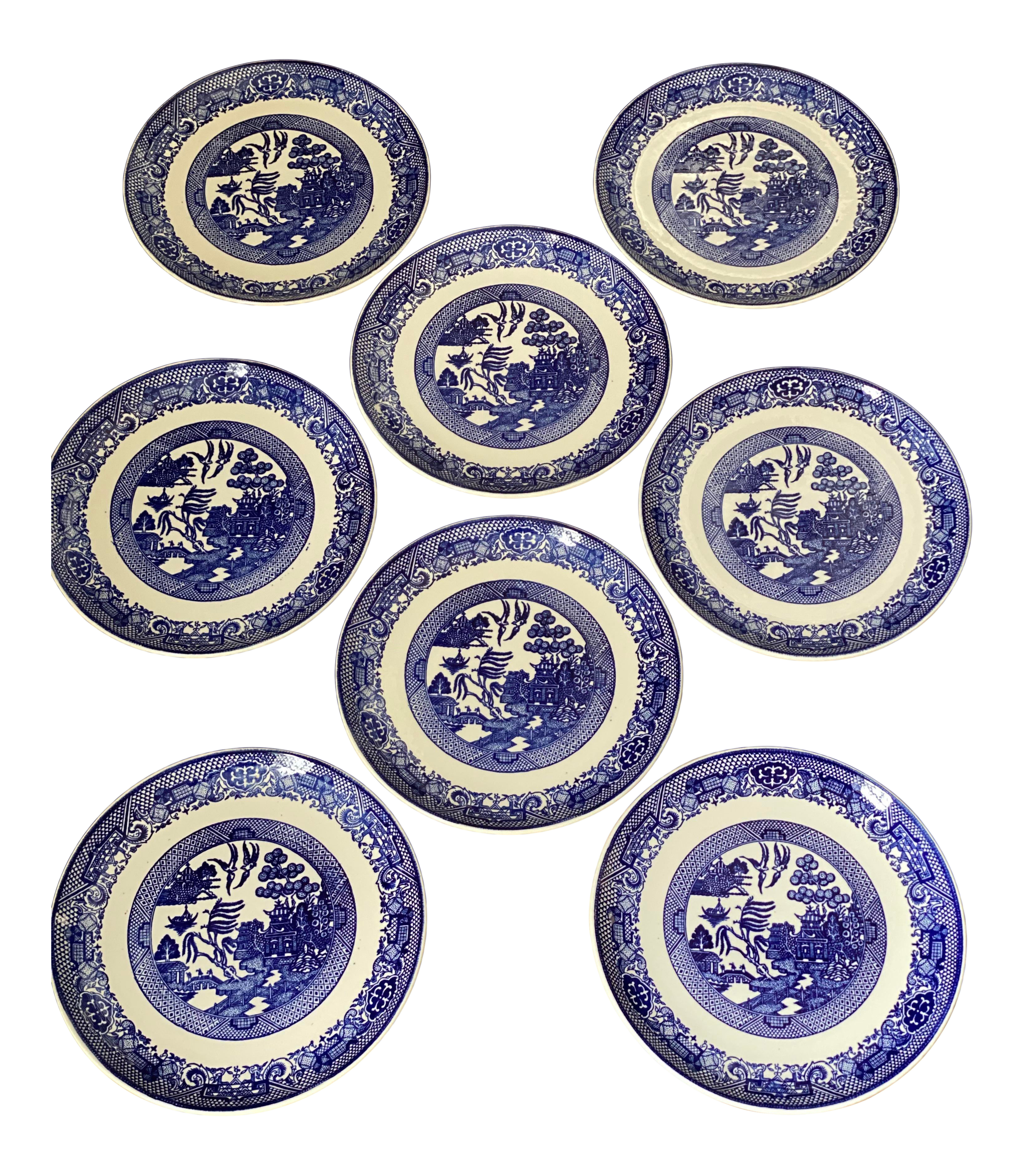 Blue And White Decorative Plates Set Of 8 Chairish