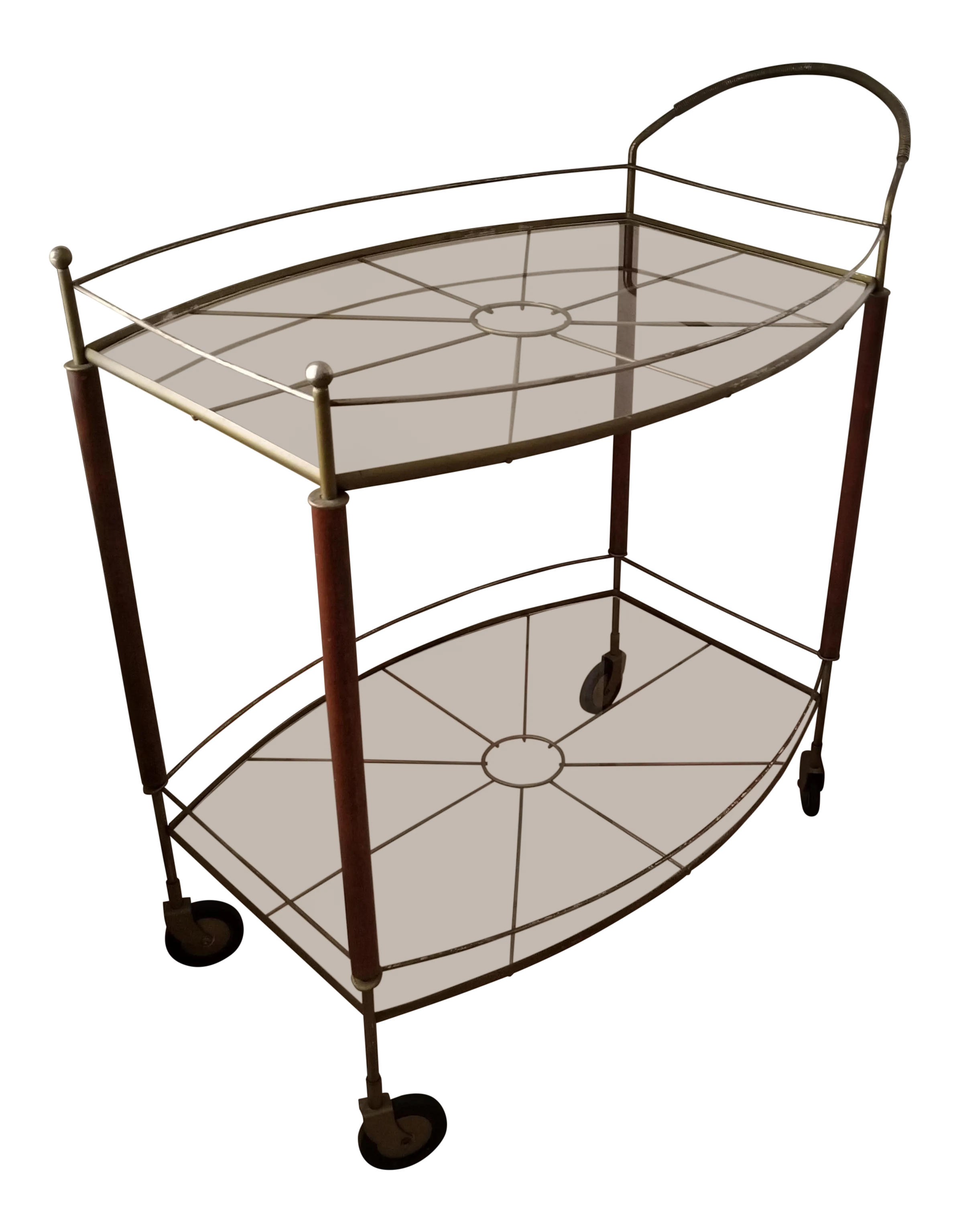 outdoor teak bar cart on 1960 S Mid Century Modern Metal Teak Oval Glass Bar Cart Chairish