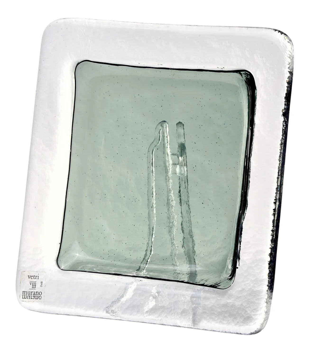 Vetri Murano Clear Glass Dinner Plates With Green Center Chairish