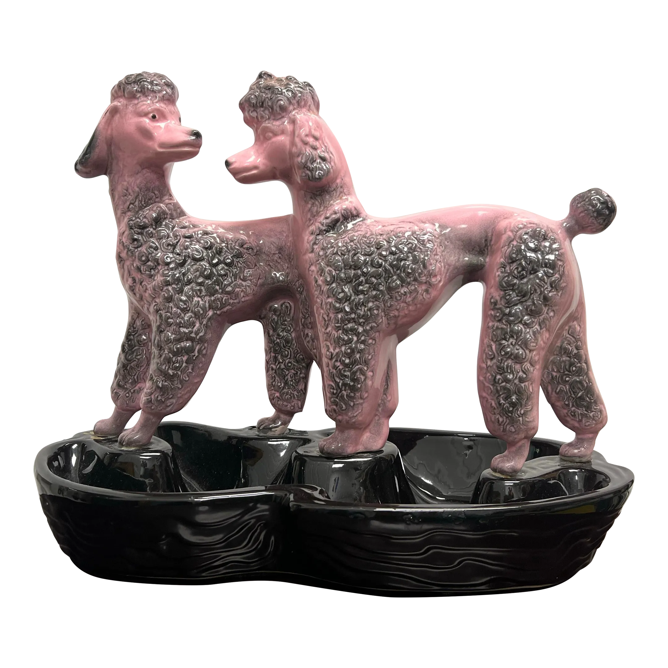 アメリカ1950sヴィンテージ 幸せを呼ぶピンクプードル ペア 陶器高さ20cm 1950's Pink Poodle t.v. Lamp With Planter | Chairish