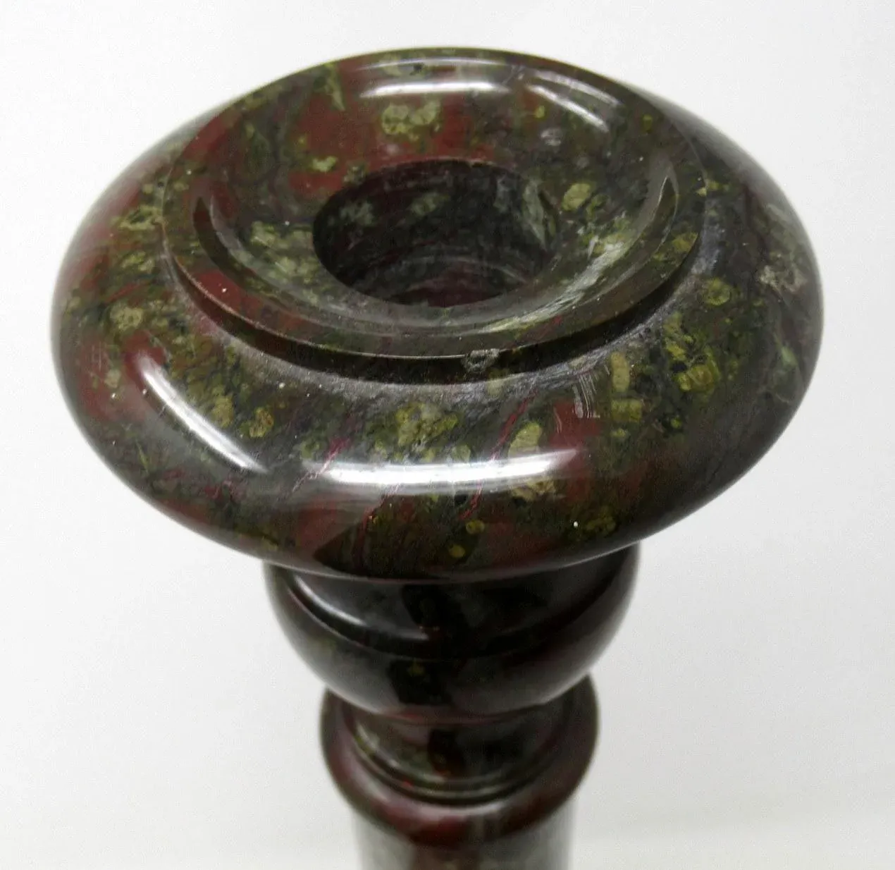 Rare Pair English Cornish Serpentine Marble Candlesticks Attrib. John Murphy 1850
