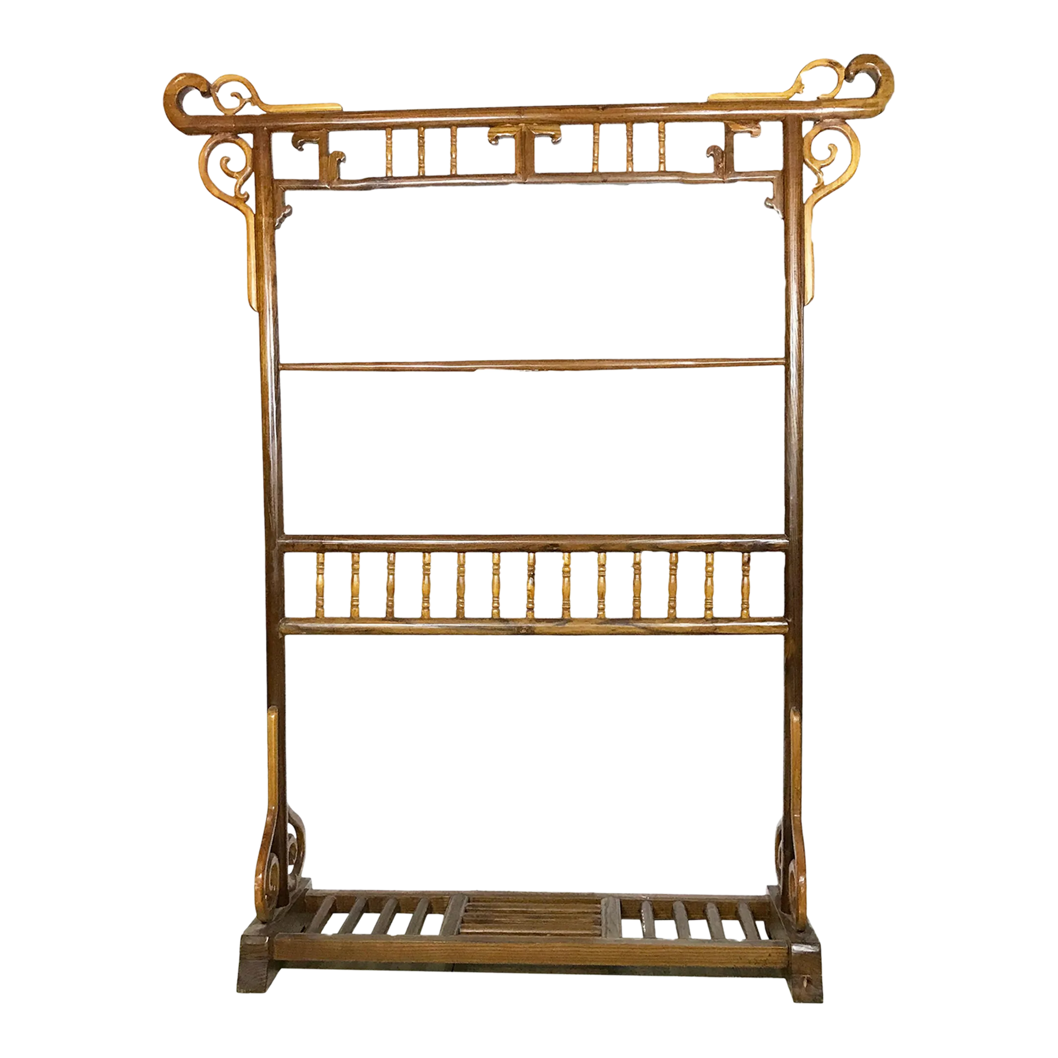 Large Chinoiserie Court Official Robe Garment Rack Wood Hanger 69" H
