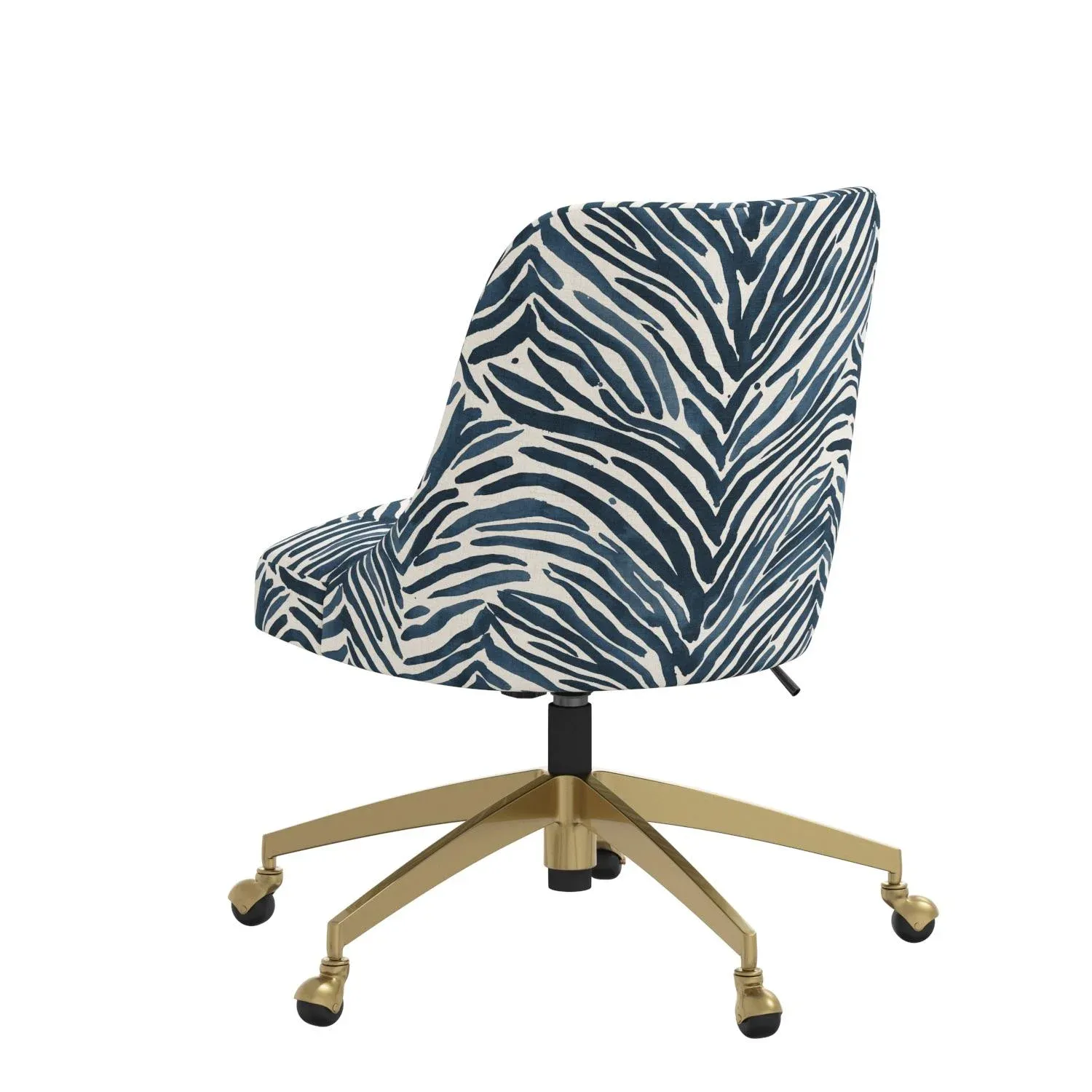 Brynn Office Chair with Gold Base in Washed Zebra Blue Chairish