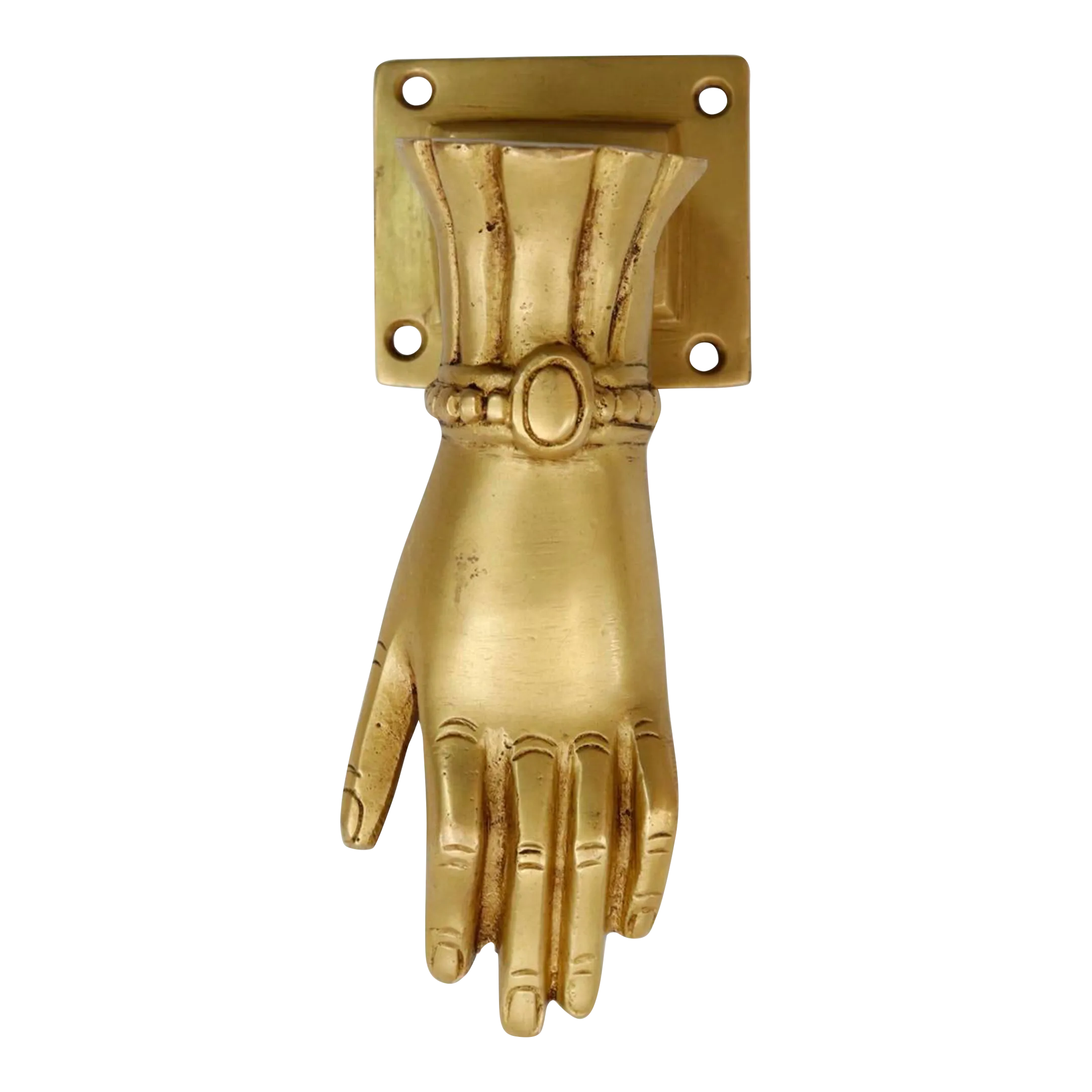 Gold Brass Hand Door Knocker | Chairish