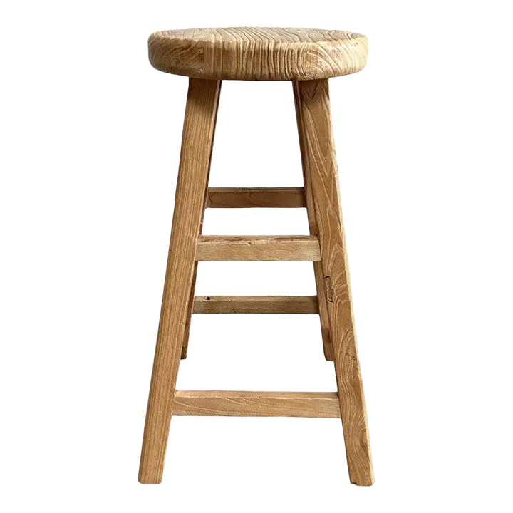 Late 20th Century Reclaimed Elm Wood Custom Made Counter Height Stool