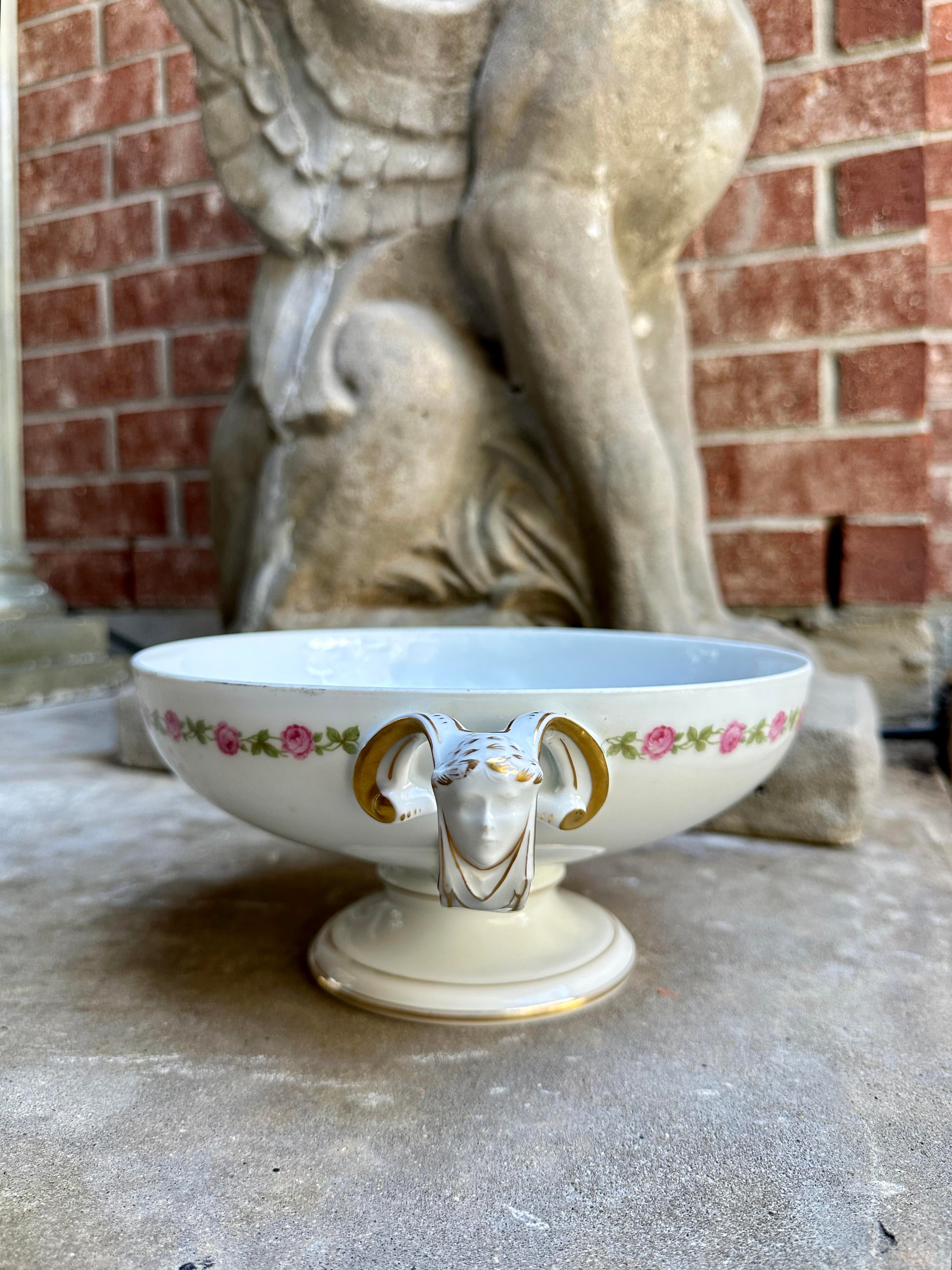 Antique Rosenthal Selb-Bavaria “Empire” Pedestal Bowl With Ram