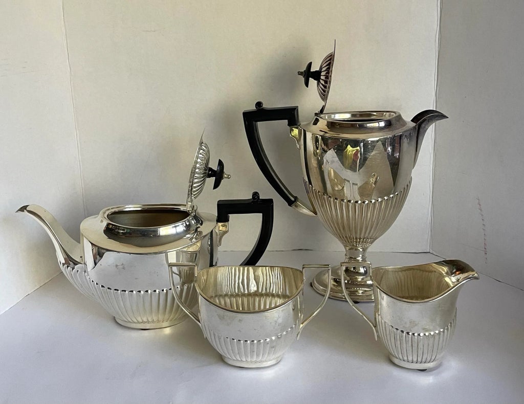 1920's Art Deco English Elkington & Co. Silver Plated Tea Service