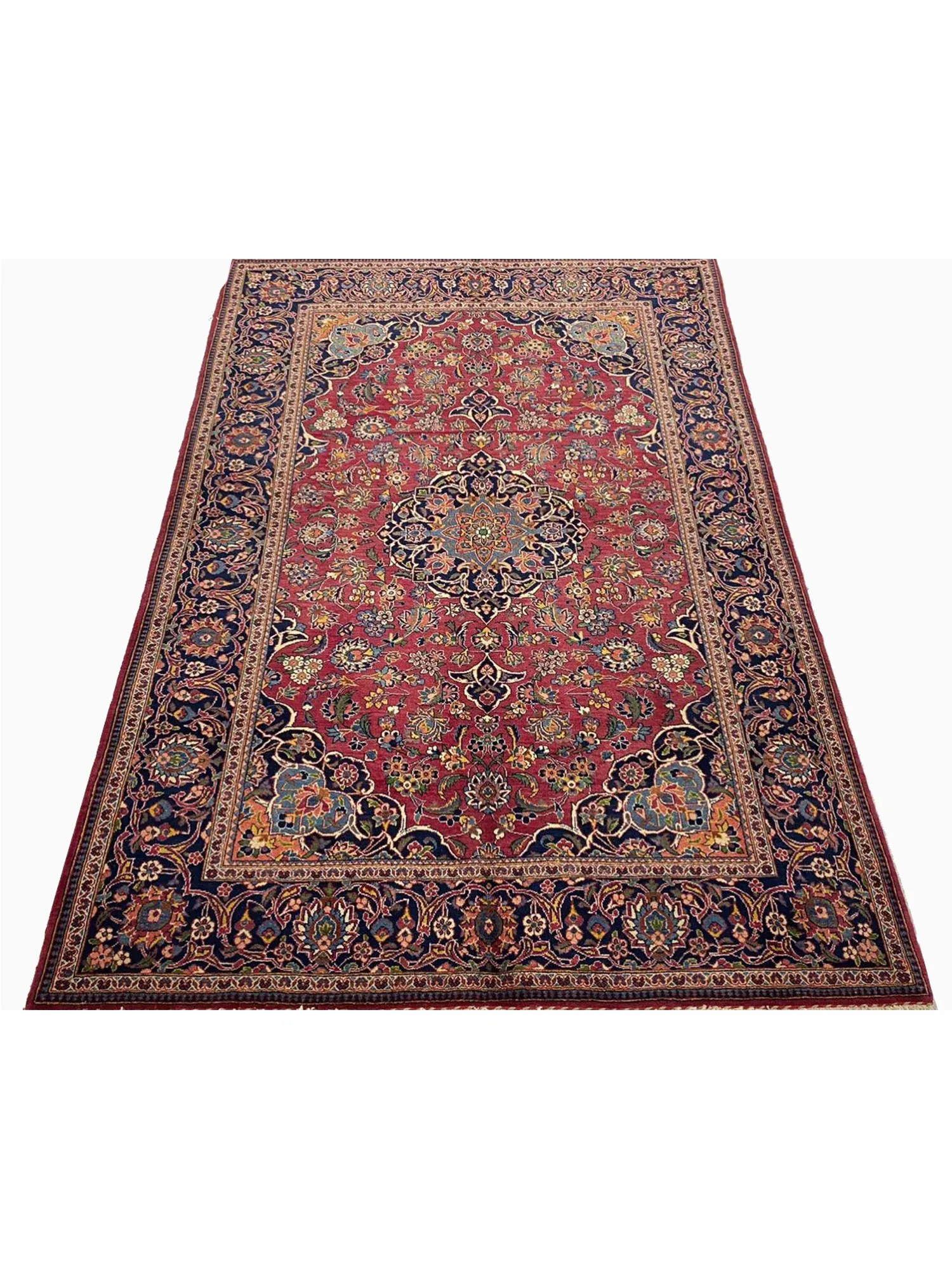 1950s Old Persian Kashan Area Rug 4x7 | Chairish