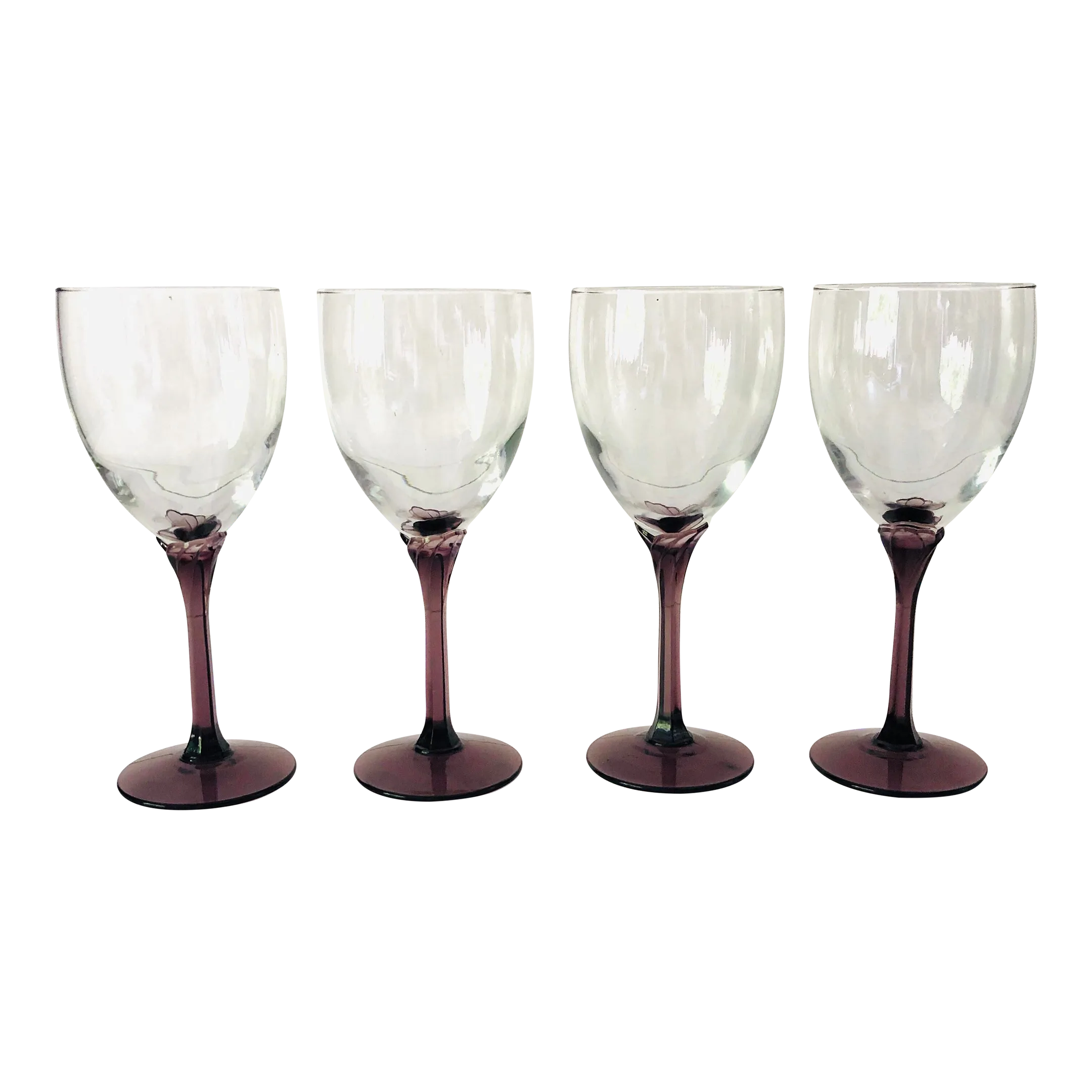 Vintage Libbey Clear & Lavender Stemware Set of 4 Chairish