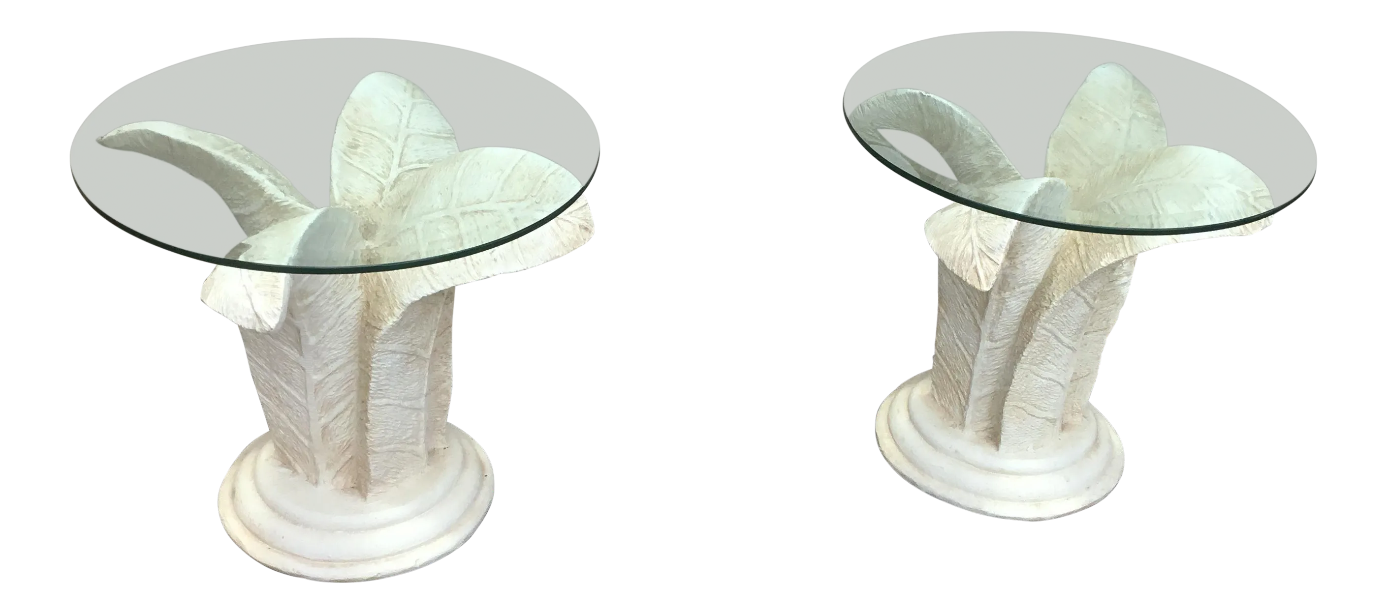 Vintage Glass Top Tables With Floral Style Bases a Pair Chairish