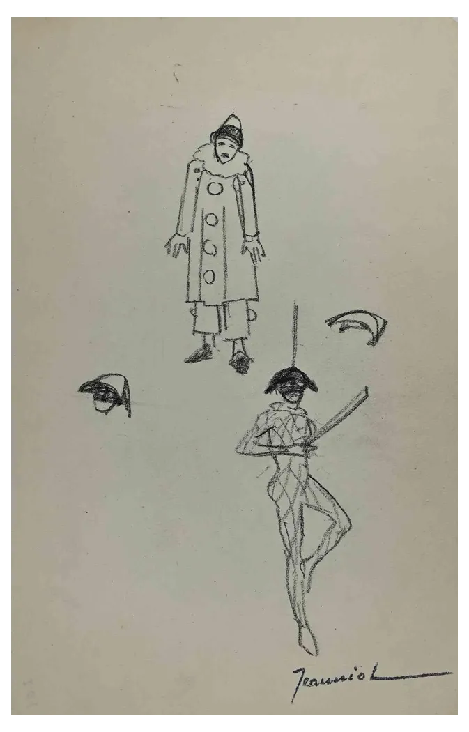 Pierre Georges Jeanniot, Puppets, Original Drawing, Early 20th-Century