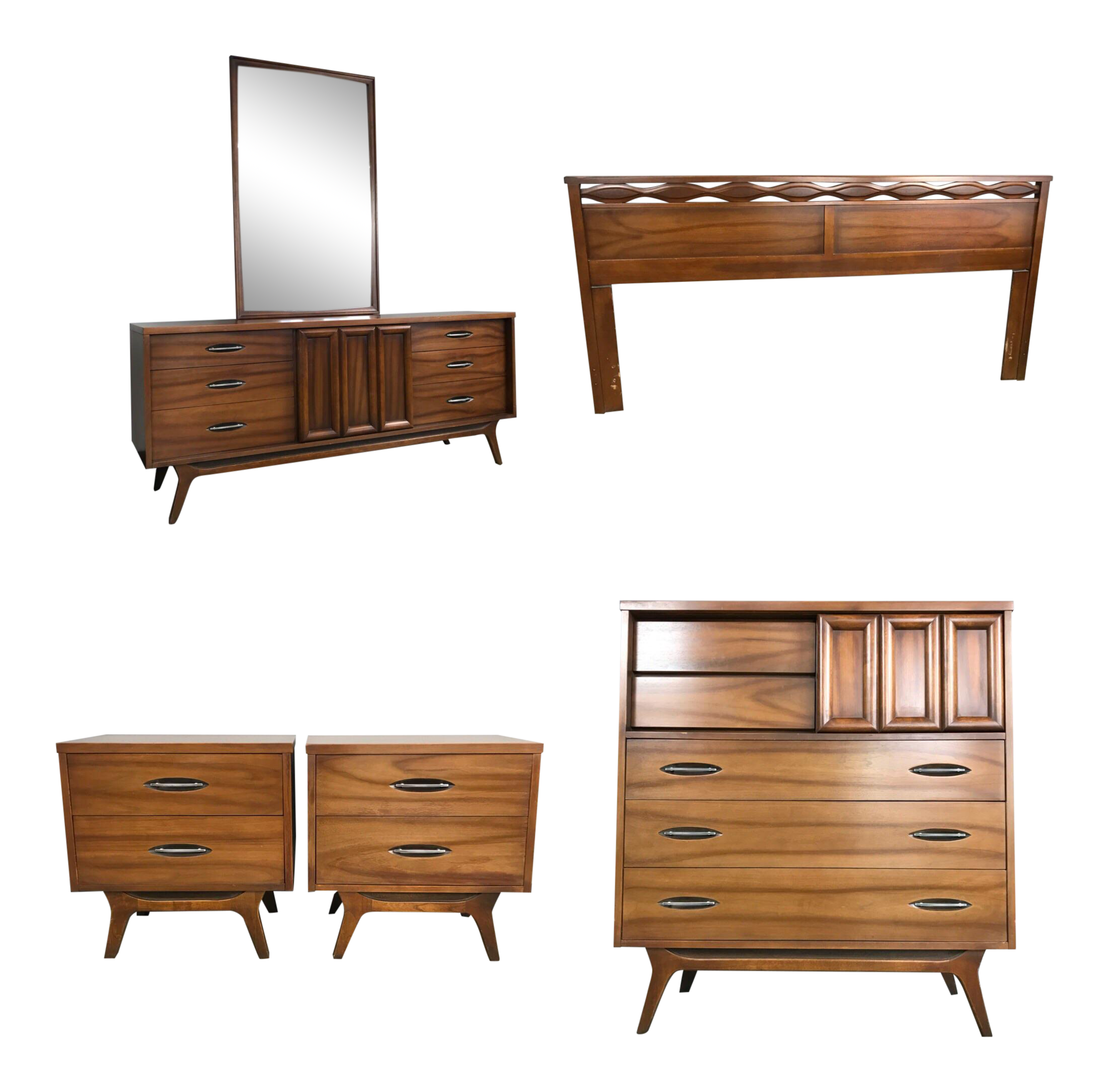 Mid Century Modern Walnut Bedroom Set