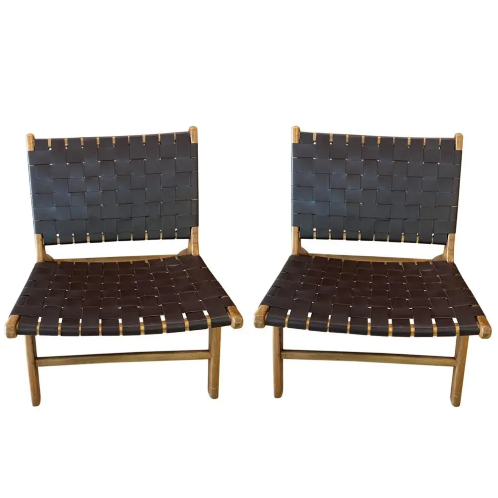 Set of Leather & Wood Chairs by Olivier De Schrijver, 1990s | Chairish