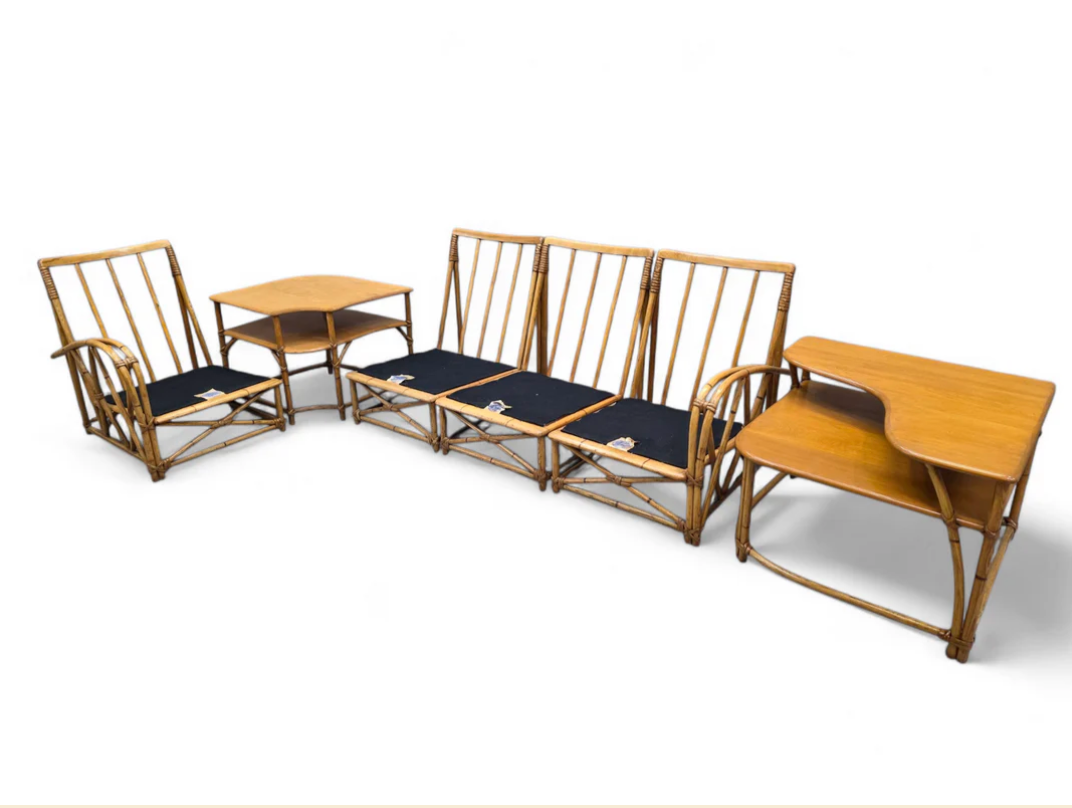 Mid 20th Century 4 Piece Modular Adjustable Sectional Sofa by Heywood Wakefield Newly Reupholstered