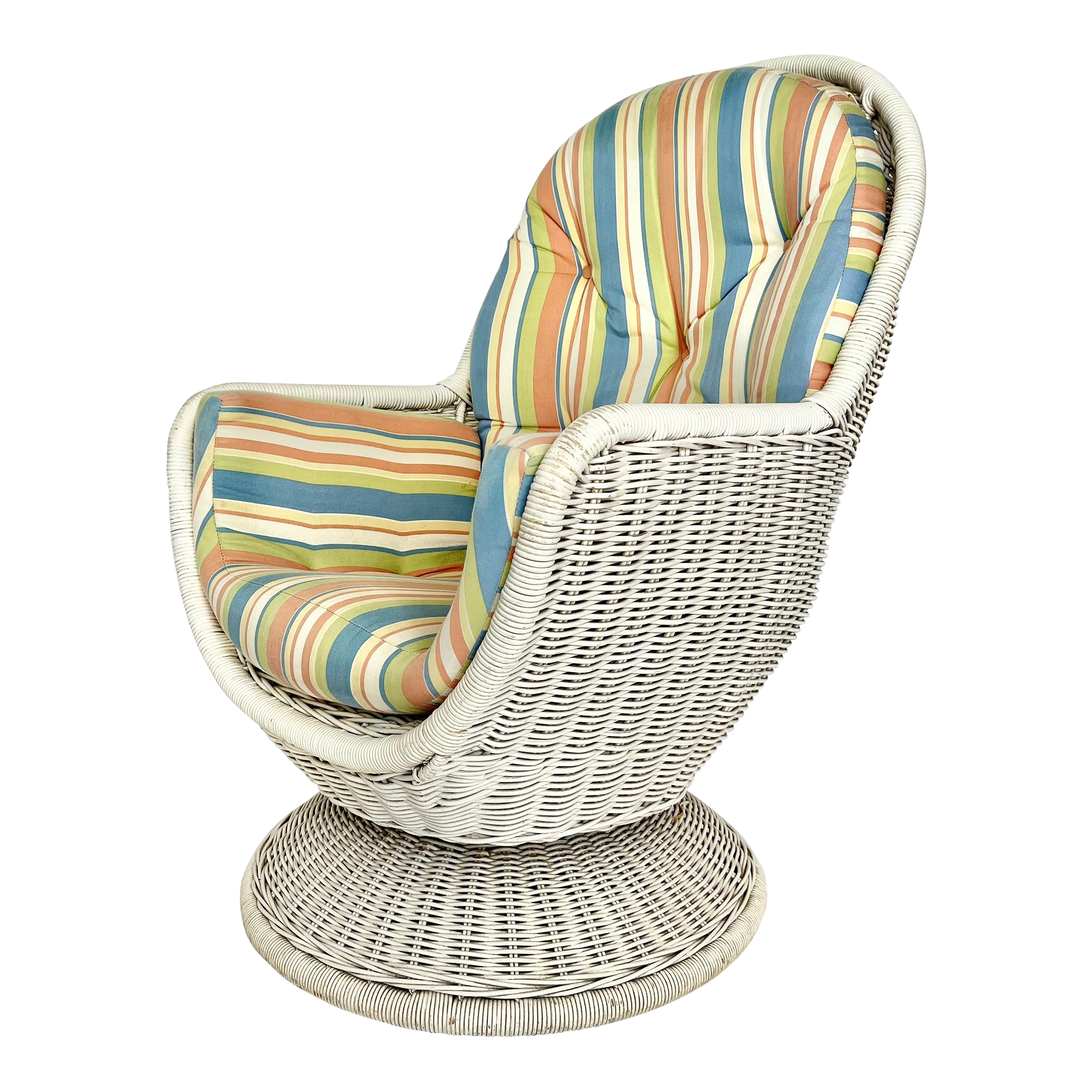 Vintage Wicker Swivel Egg Chair Chairish