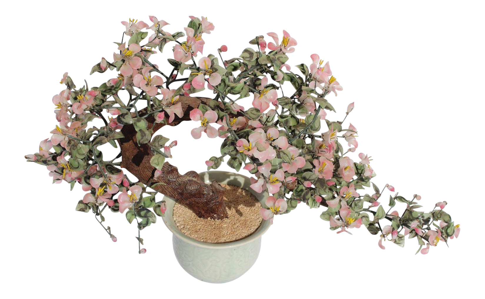 Mid Century Asian Glass Sculpture Bonsai Cherry Blossoms Chairish