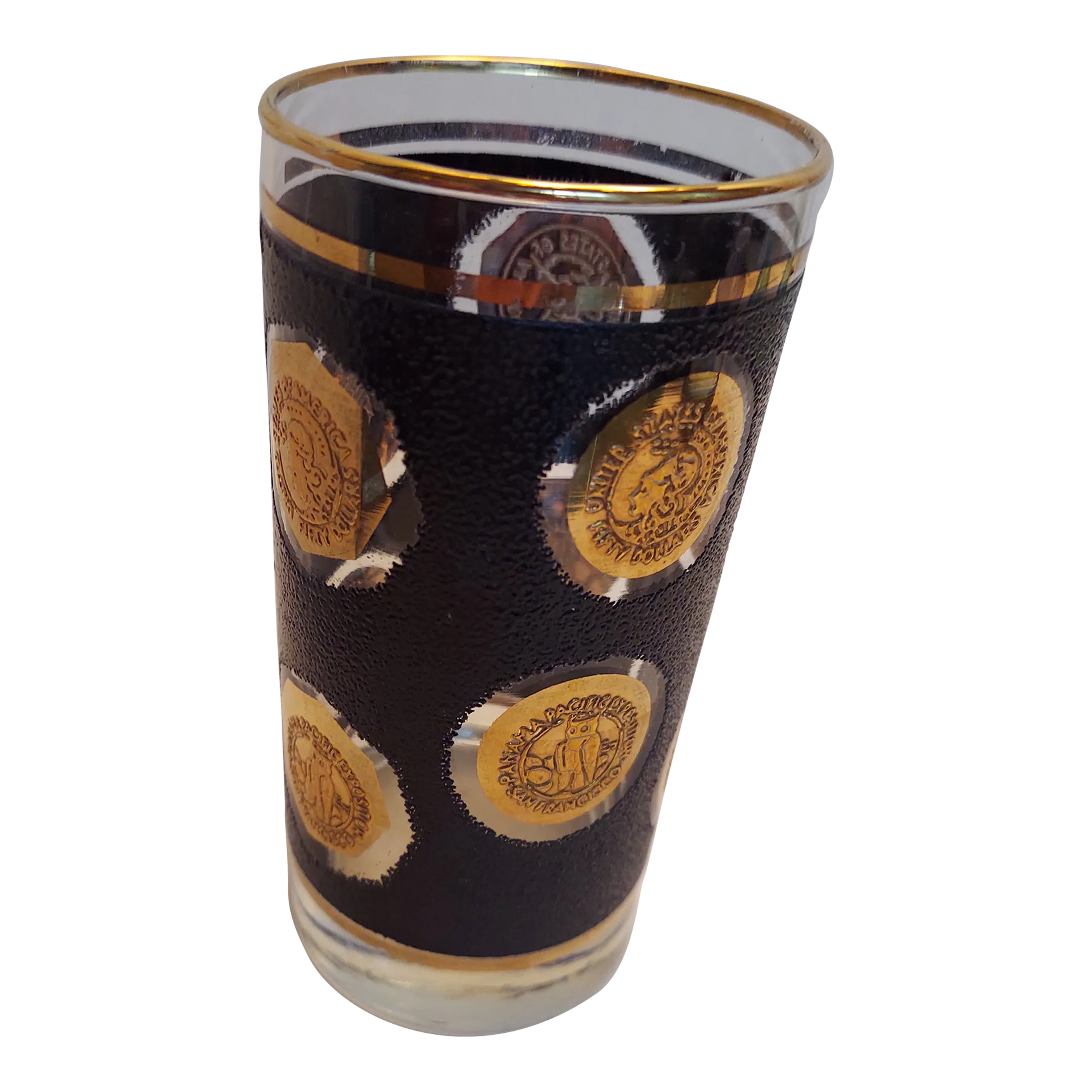 Libby 1960 Gold Coin and Black Replacement Glass