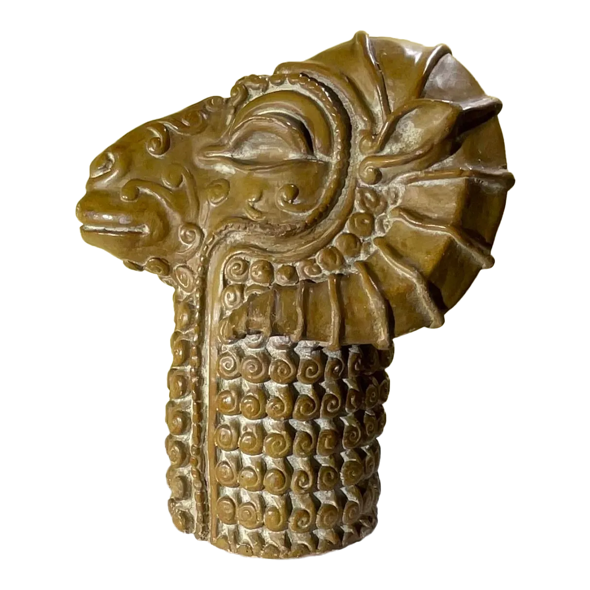 One of a Kind Mid-Century Modern Ceramic Ram Head Sculpture