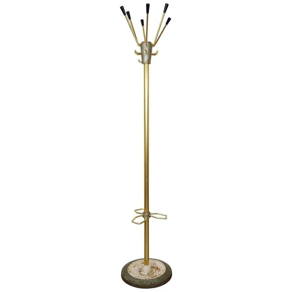 Vintage Coat Rack in Brass, Metal and Cast Iron, 1950s