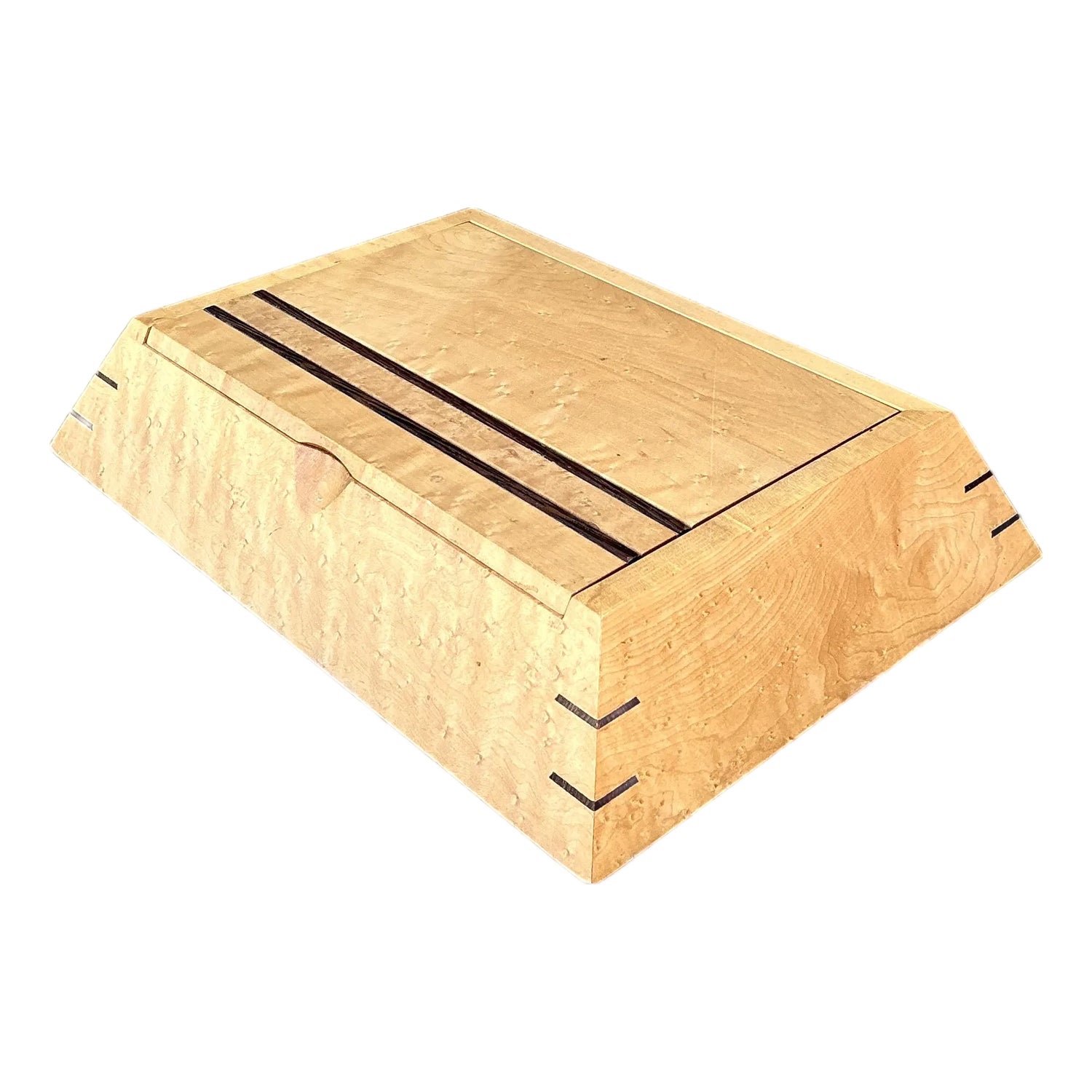 Vintage Burl Wood Angled Box