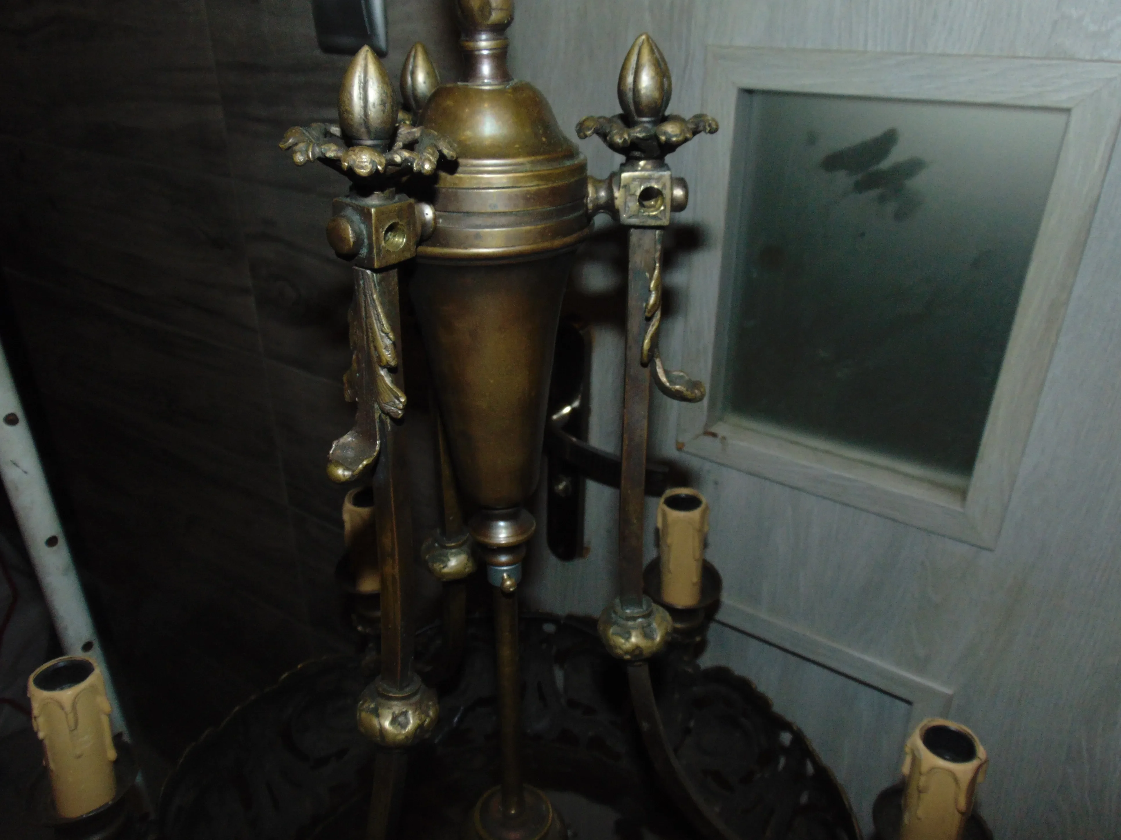 Antique Art Nouveau Brass Chandelier