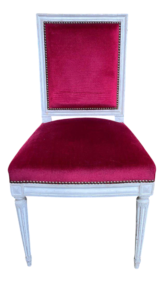 Louis XVI Red Velvet Chairs, Set of 6