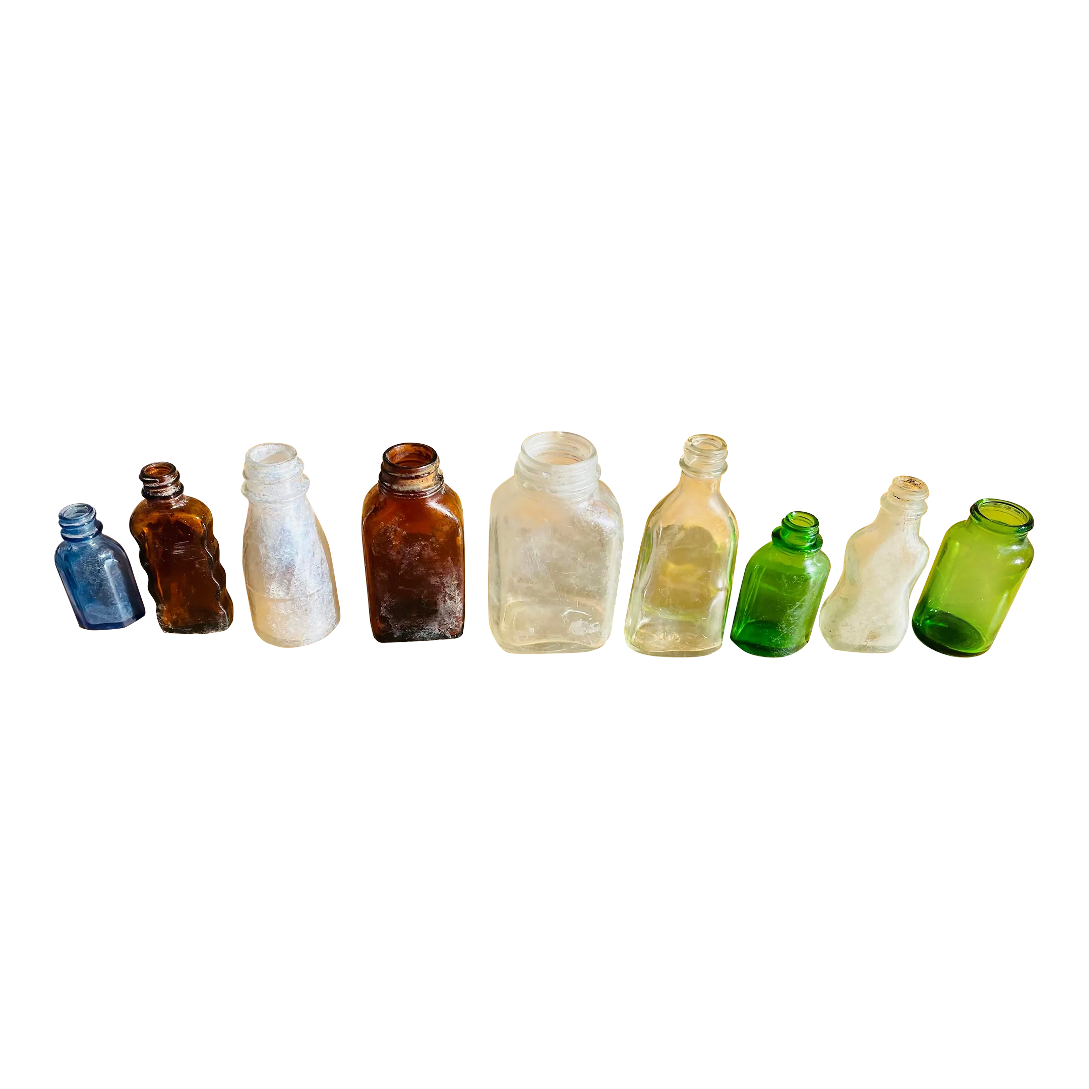 Early 20th Century Small Glass Bottle Collection Set of 9 Chairish