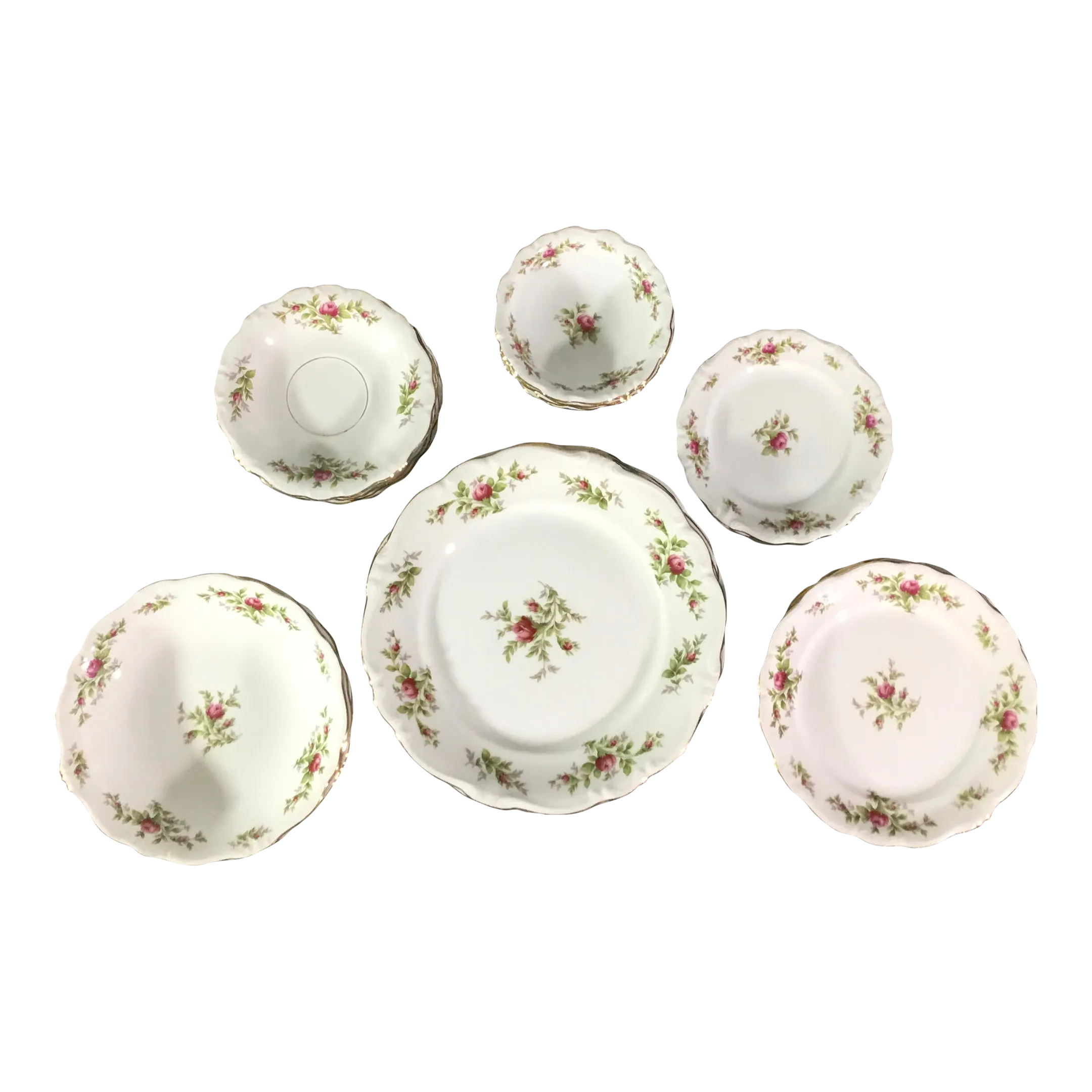 1950s Johann Haviland Moss Rose Pattern Dinner Set- 20 Pieces