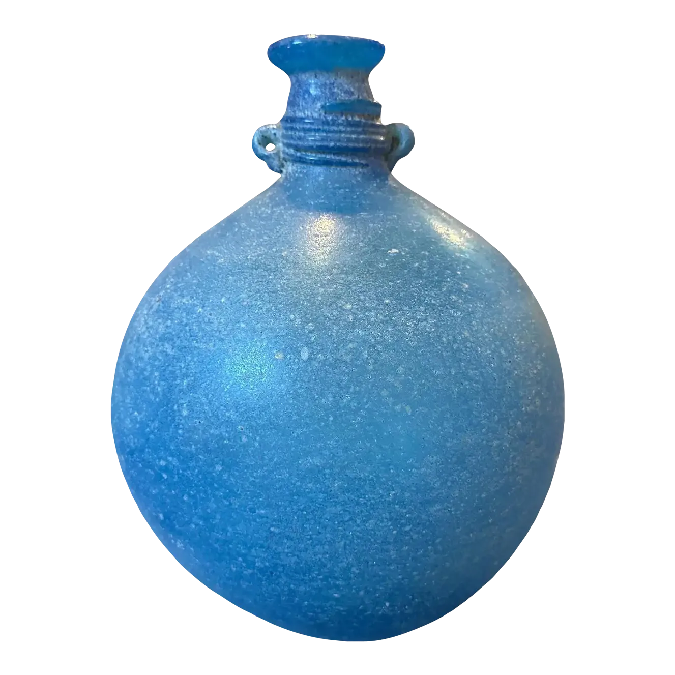 Trio of Cobalt Blue Murano Scavo Glass Vases by Cenedese