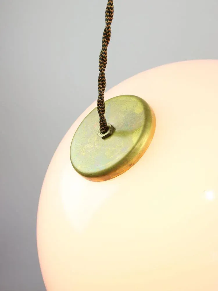 Italian Space Age Orange Acrylic Glass and Brass Pendant Lamp, 1970s
