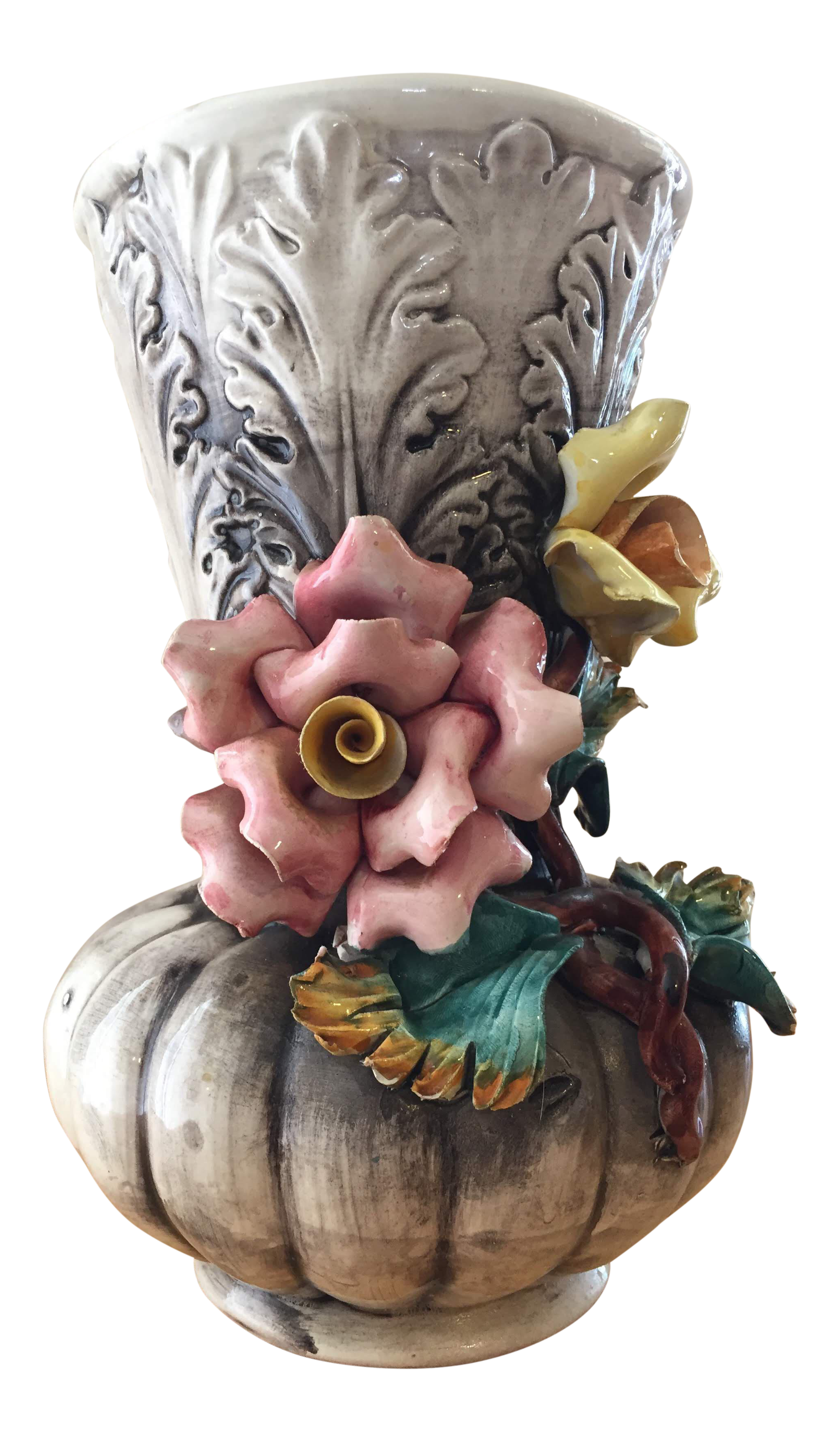 Vintage Capodimonte Italian Porcelain Flower Rose Vase Chairish