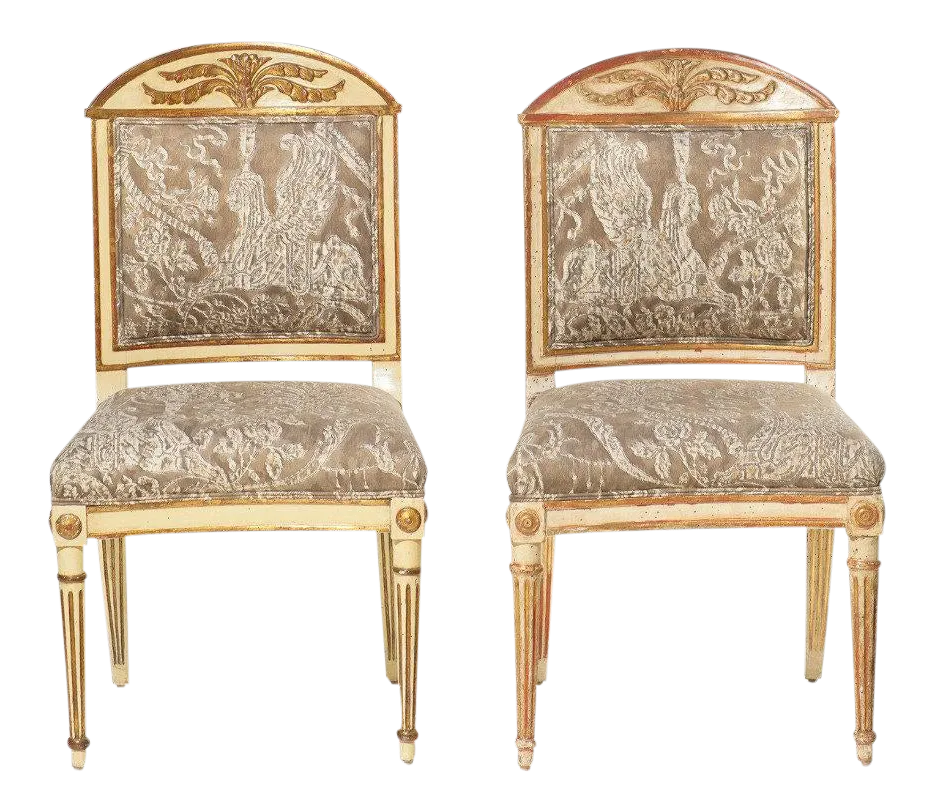 Set of 1219th C Italian Giltwood and Painted Dining Chairs Chairish