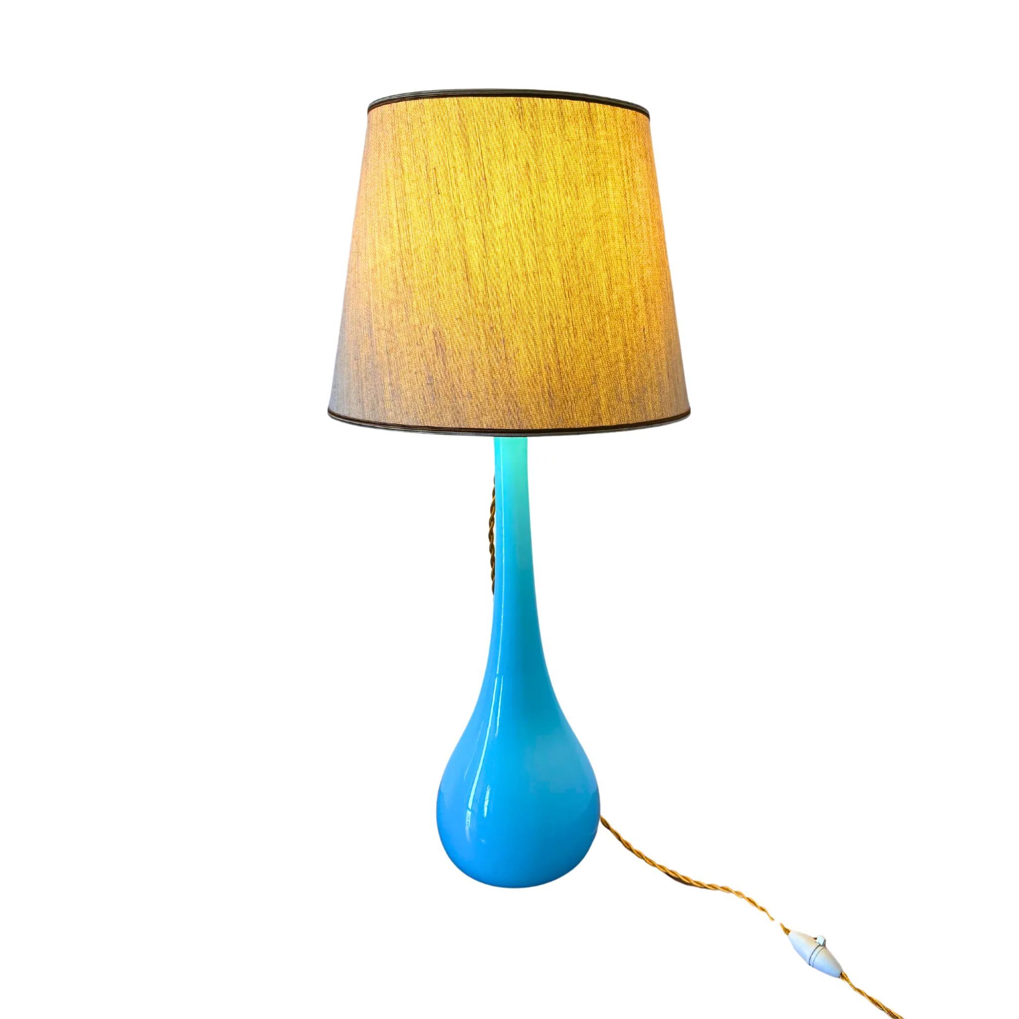 Mid-Century Murano Glass Table Lamp With Original Shade, Italy